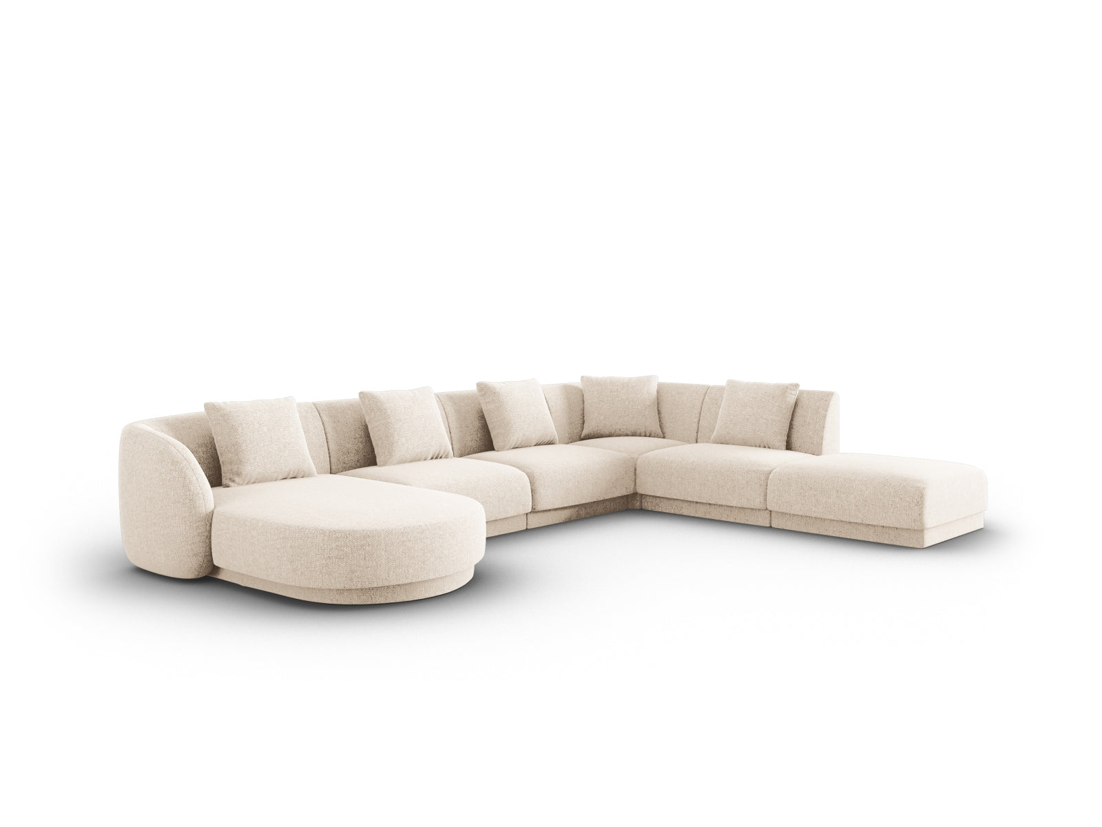 Elegantes Tulum Panoramic Ecksofa in Light Beige, 6-Sitzer, 255 cm, ideal für stilvolle Wohnräume, präsentiert von Cosmopolitan Design.