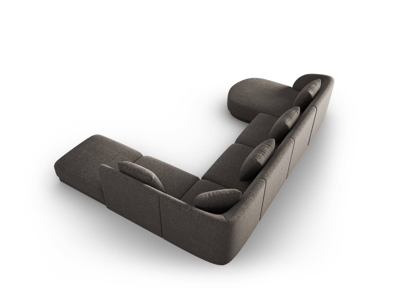 Modernes Tulum Panoramic Ecksofa in stilvollem Grau, 6-Sitzer, 255 cm, perfekt für gemütliche und elegante Wohnbereiche von Cosmopolitan Design.