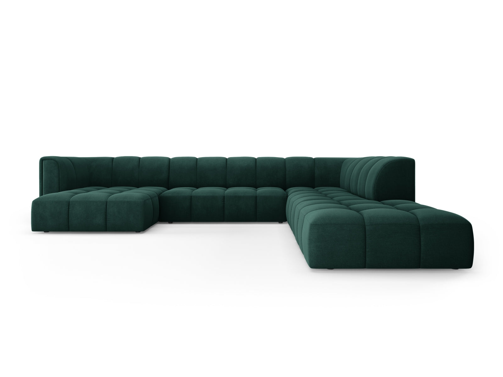 7-Sitzer Moritz Modular Ecksofa Panoramic rechts in Bottle Green-Rebel präsentiert im Onlineshop von KAQTU Design AG. Ecksofa rechts ist von Cosmopolitan Design