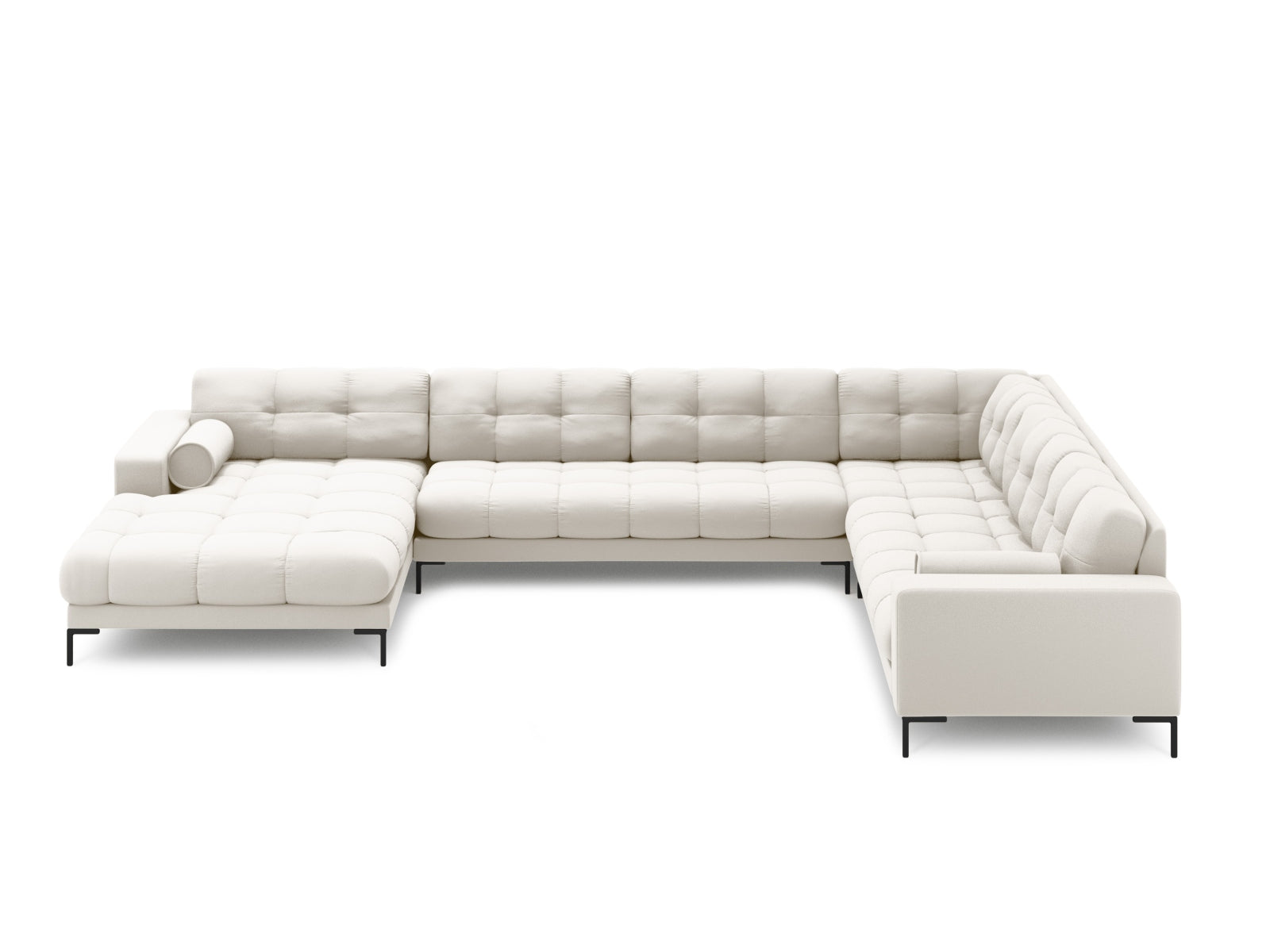Elegantes 7-Sitzer Ecksofa Panoramic Bali rechts in hellem Beige, ideal für stilvolle Wohnräume, präsentiert von Cosmopolitan Design.