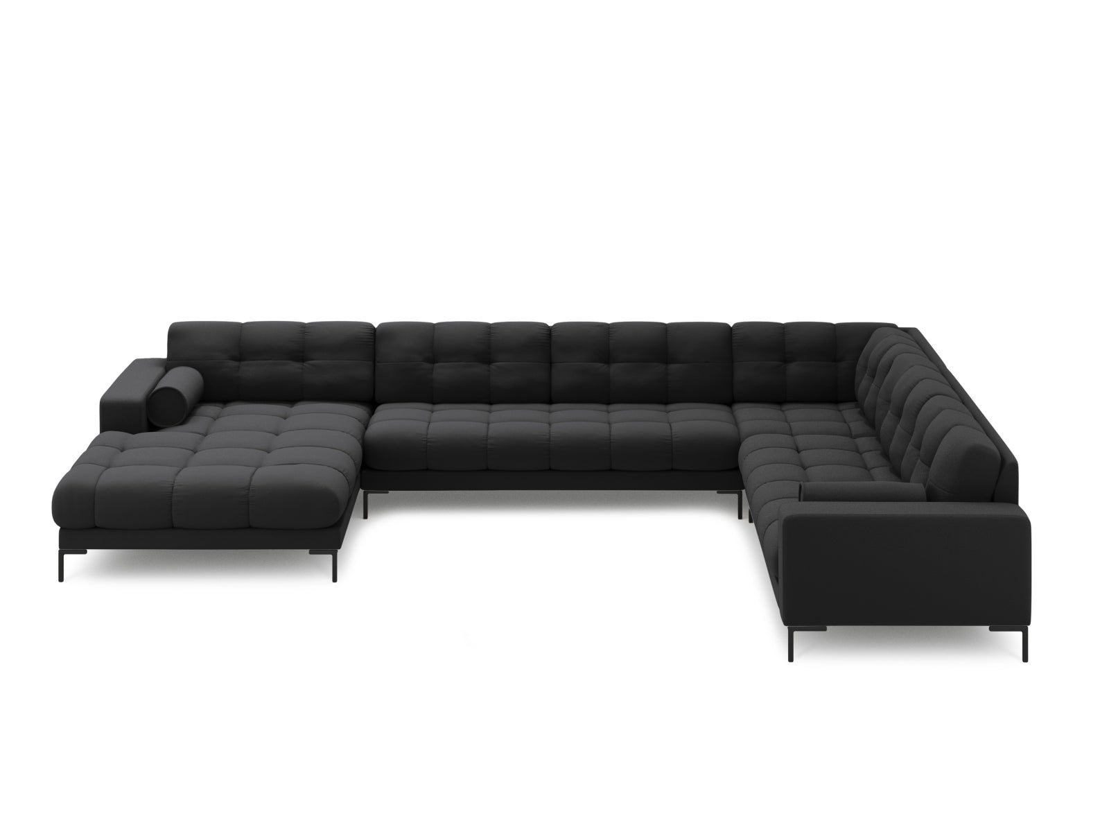 Elegantes 7-Sitzer Ecksofa Panoramic Bali rechts in Dunkelgrau, ideal für stilvolle Wohnräume, präsentiert von Cosmopolitan Design.