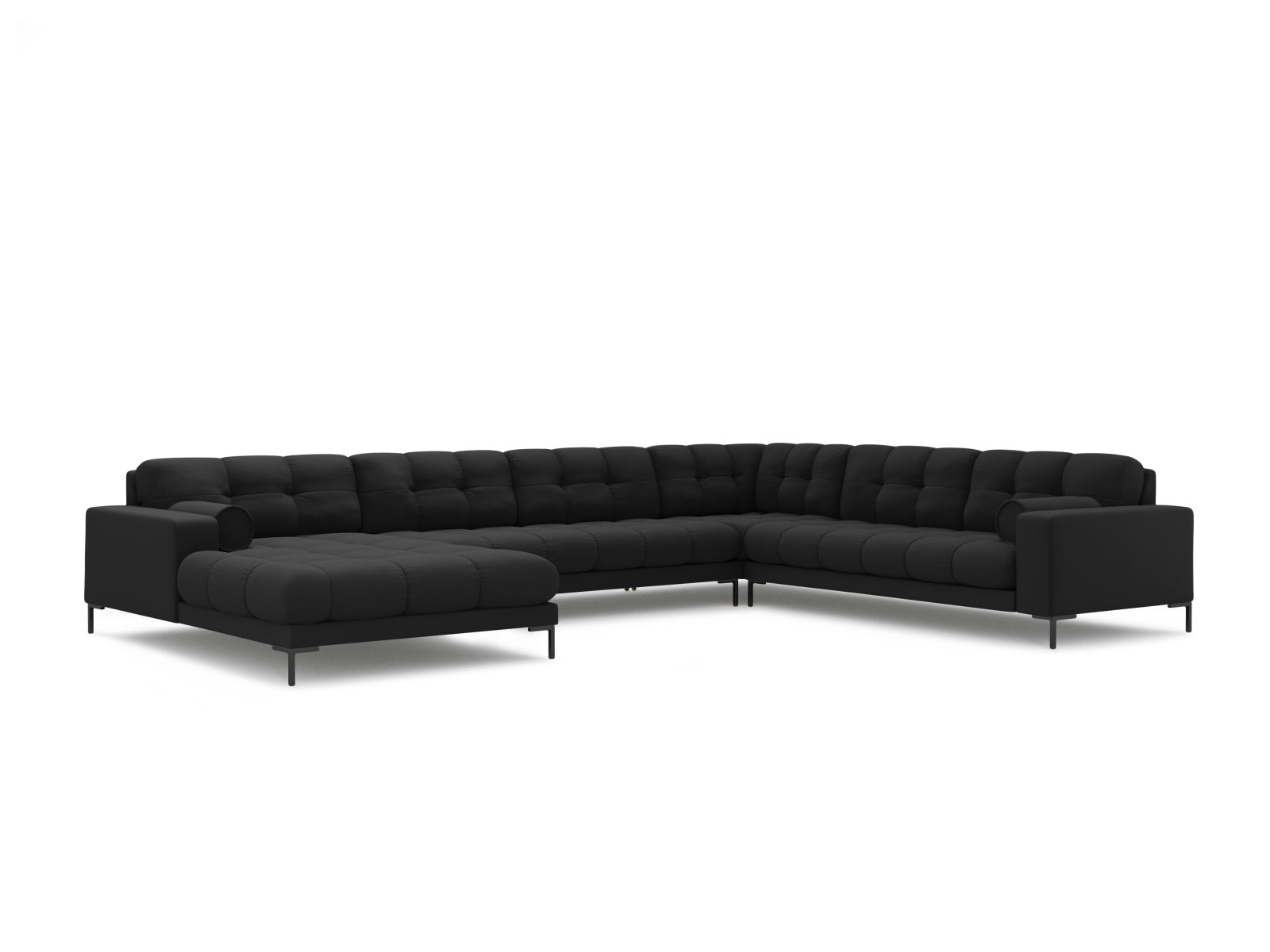 Elegantes 7-Sitzer Ecksofa Panoramic Bali rechts in zeitlosem Dunkelgrau, ideal für großzügige und einladende Wohnräume.