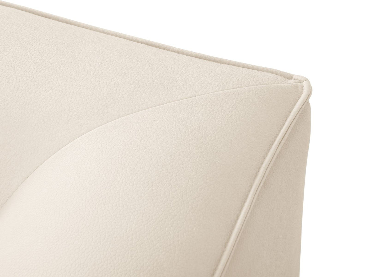 Modulares Panorama-Ecksofa rechts der Serie Siena von Cosmopolitan Design mit Kunstlederbezug Pacifico Cream, schwarzen Kunststoffbeinen und Récamiere.