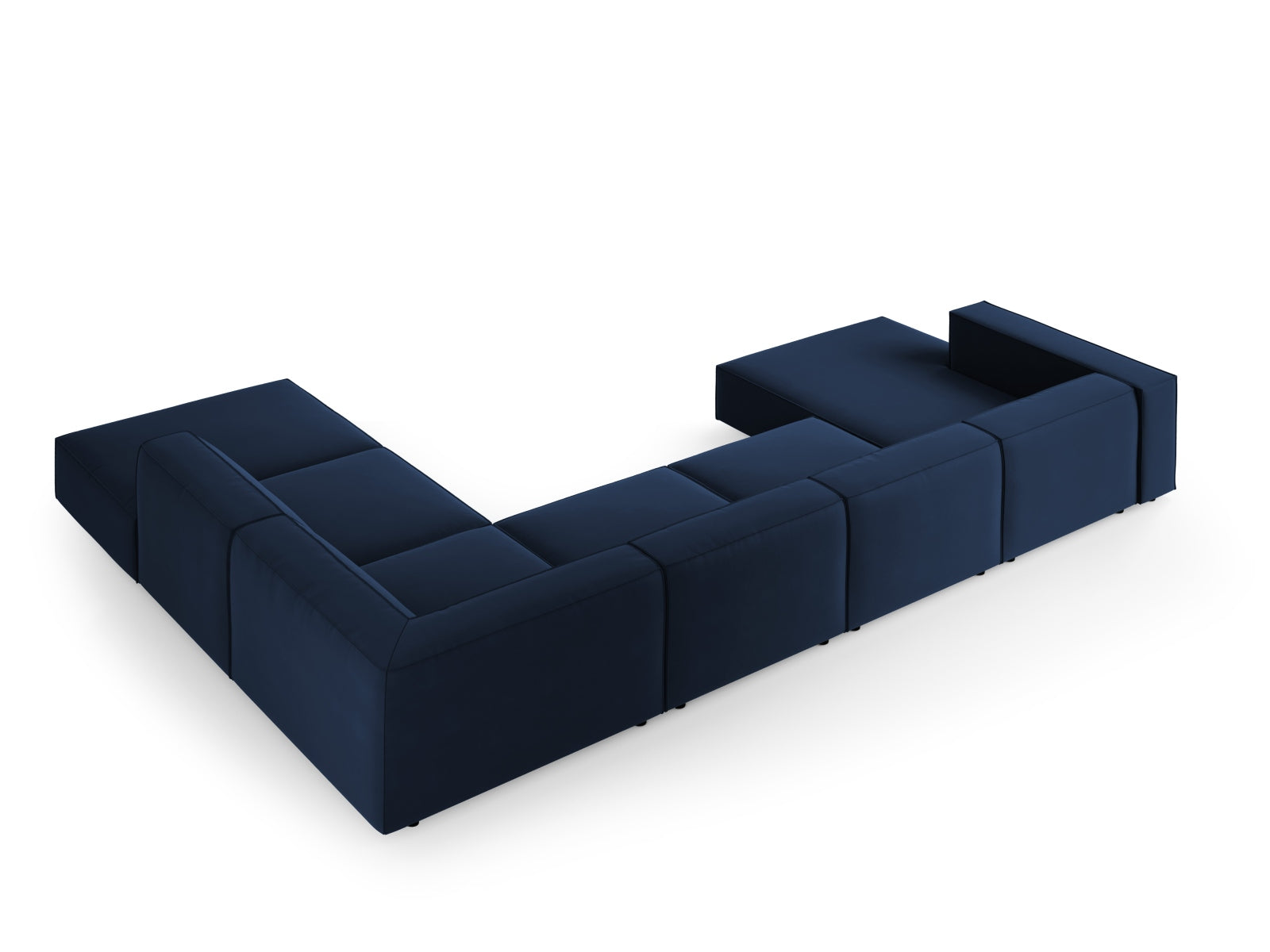 Arendal Velour Panoramic Ecksofa rechts 7 Sitzer in Royal Blue präsentiert im Onlineshop von KAQTU Design AG. Ecksofa rechts ist von Cosmopolitan Design