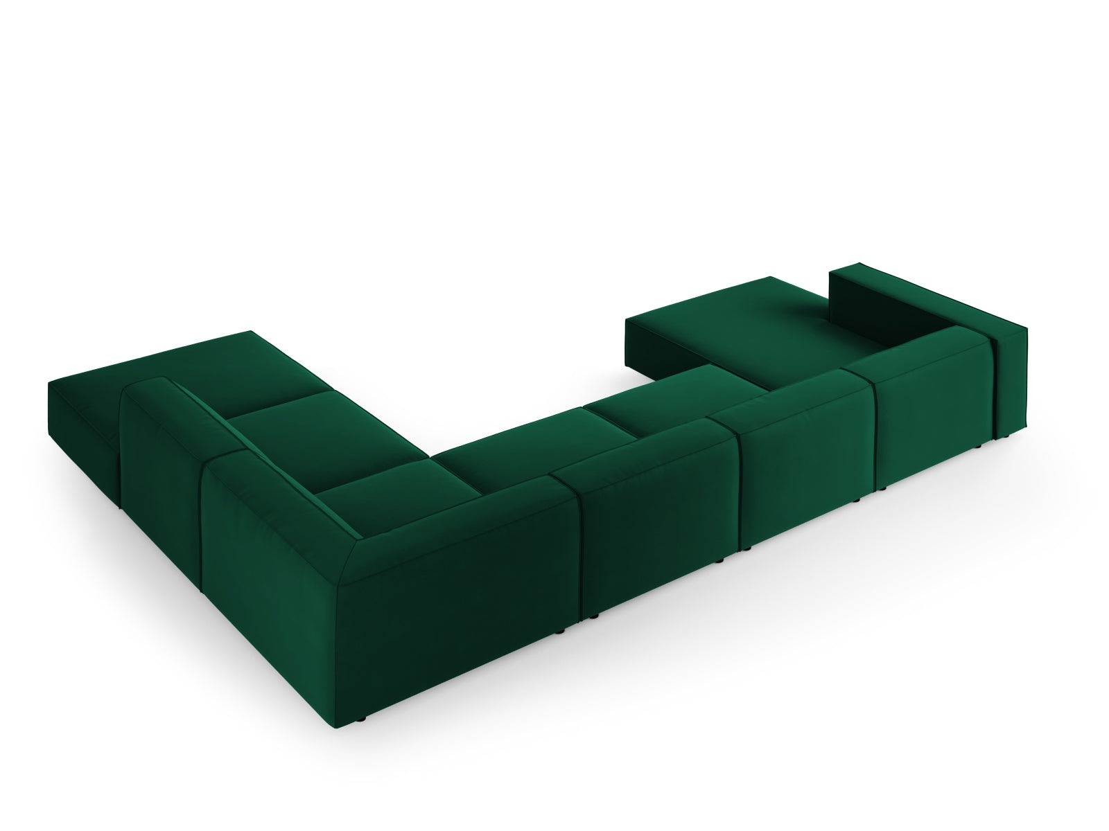 Arendal Velour Panoramic Ecksofa rechts 7 Sitzer in Bottle Green präsentiert im Onlineshop von KAQTU Design AG. Ecksofa rechts ist von Cosmopolitan Design