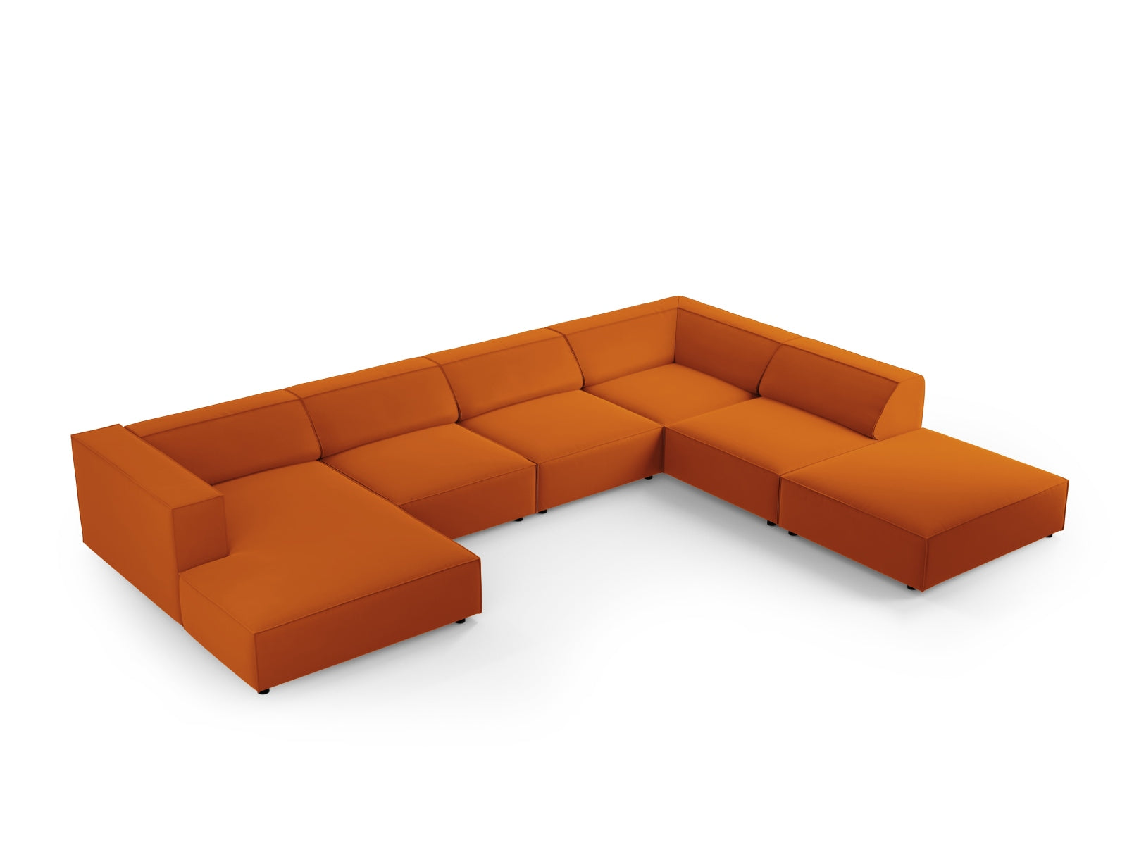 Arendal Velour Panoramic Ecksofa rechts 7 Sitzer in Terracotta präsentiert im Onlineshop von KAQTU Design AG. Ecksofa rechts ist von Cosmopolitan Design