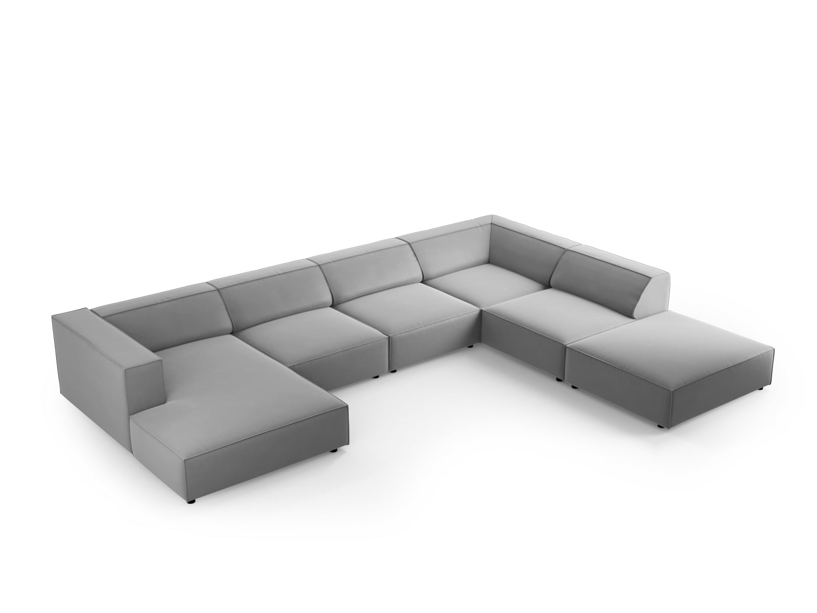 Arendal Velour Panoramic Ecksofa rechts 7 Sitzer in Light Grey präsentiert im Onlineshop von KAQTU Design AG. Ecksofa rechts ist von Cosmopolitan Design
