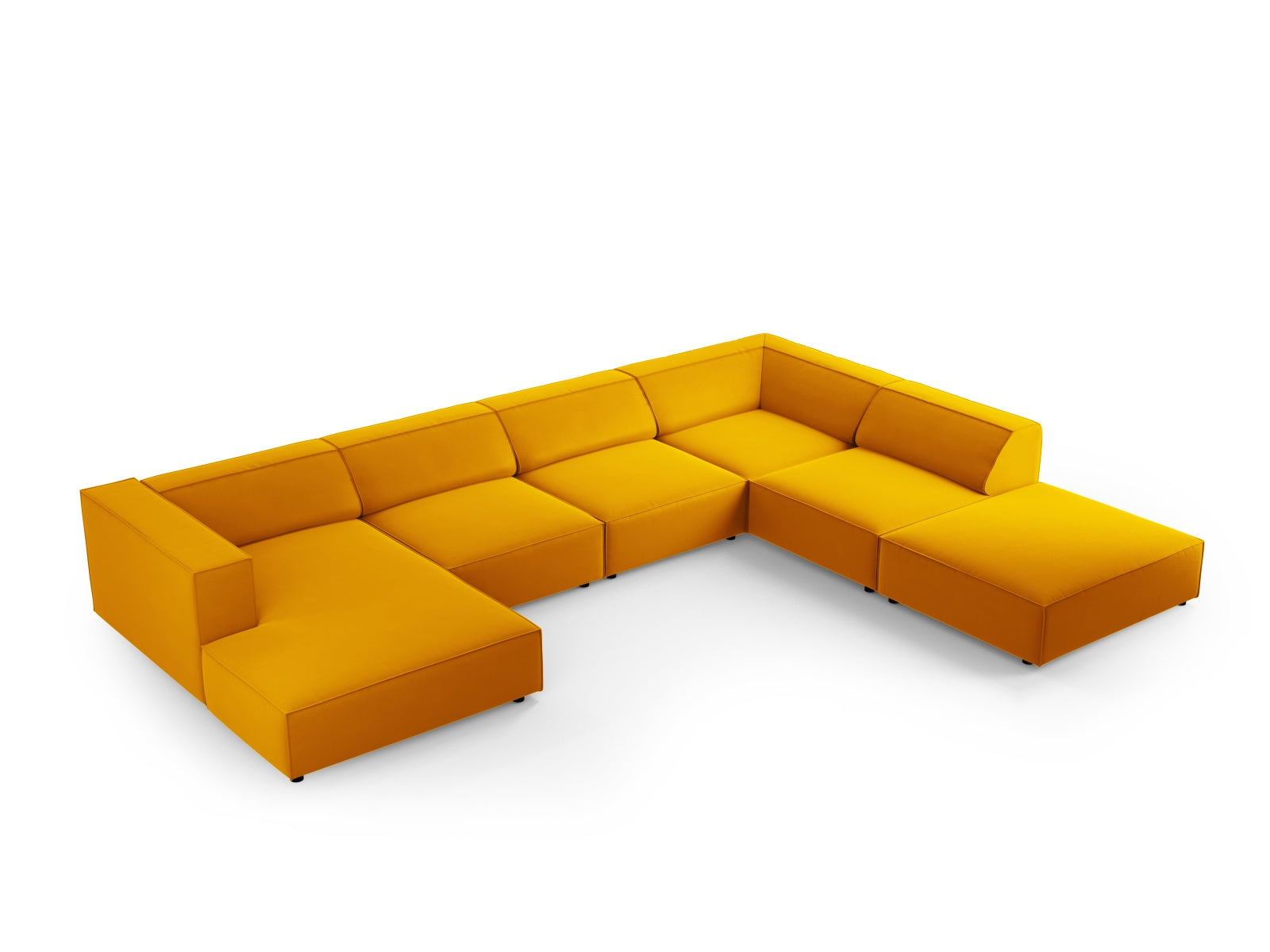 Arendal Velour Panoramic Ecksofa rechts 7 Sitzer in Yellow präsentiert im Onlineshop von KAQTU Design AG. Ecksofa rechts ist von Cosmopolitan Design