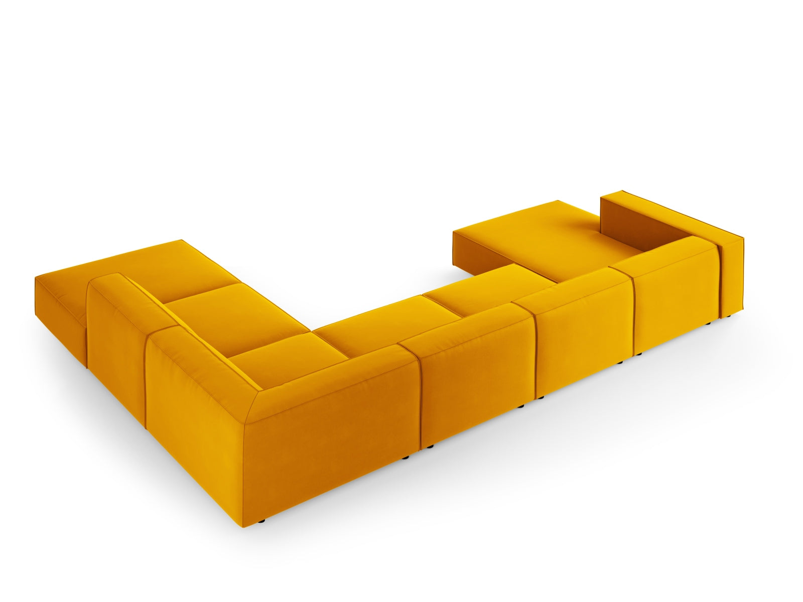 Arendal Velour Panoramic Ecksofa rechts 7 Sitzer in Yellow präsentiert im Onlineshop von KAQTU Design AG. Ecksofa rechts ist von Cosmopolitan Design