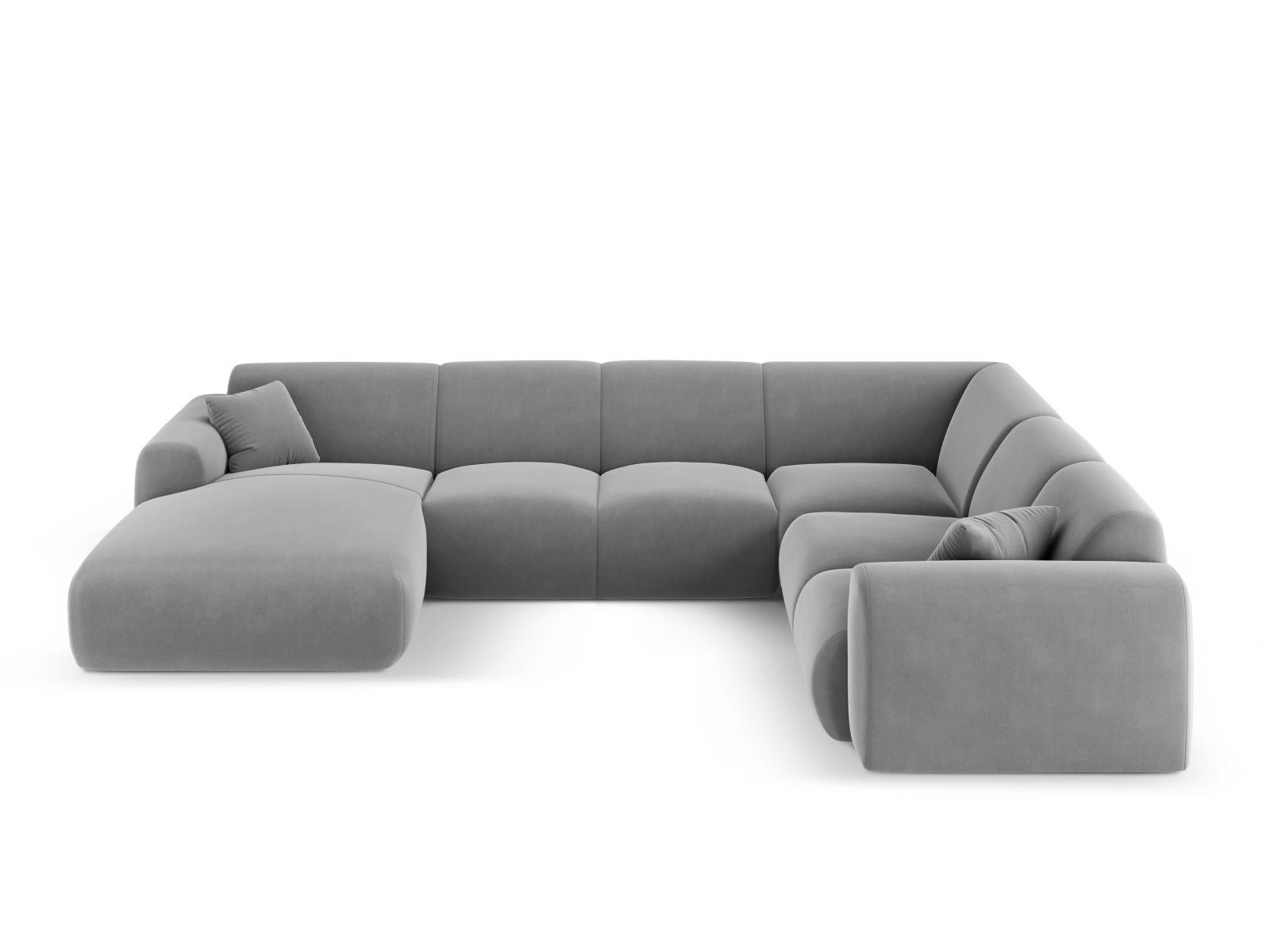 Nolio Velour Panoramic Ecksofa rechts 6 Sitzer 252cm in Light Grey-Casino präsentiert im Onlineshop von KAQTU Design AG. Ecksofa rechts ist von Cosmopolitan Design