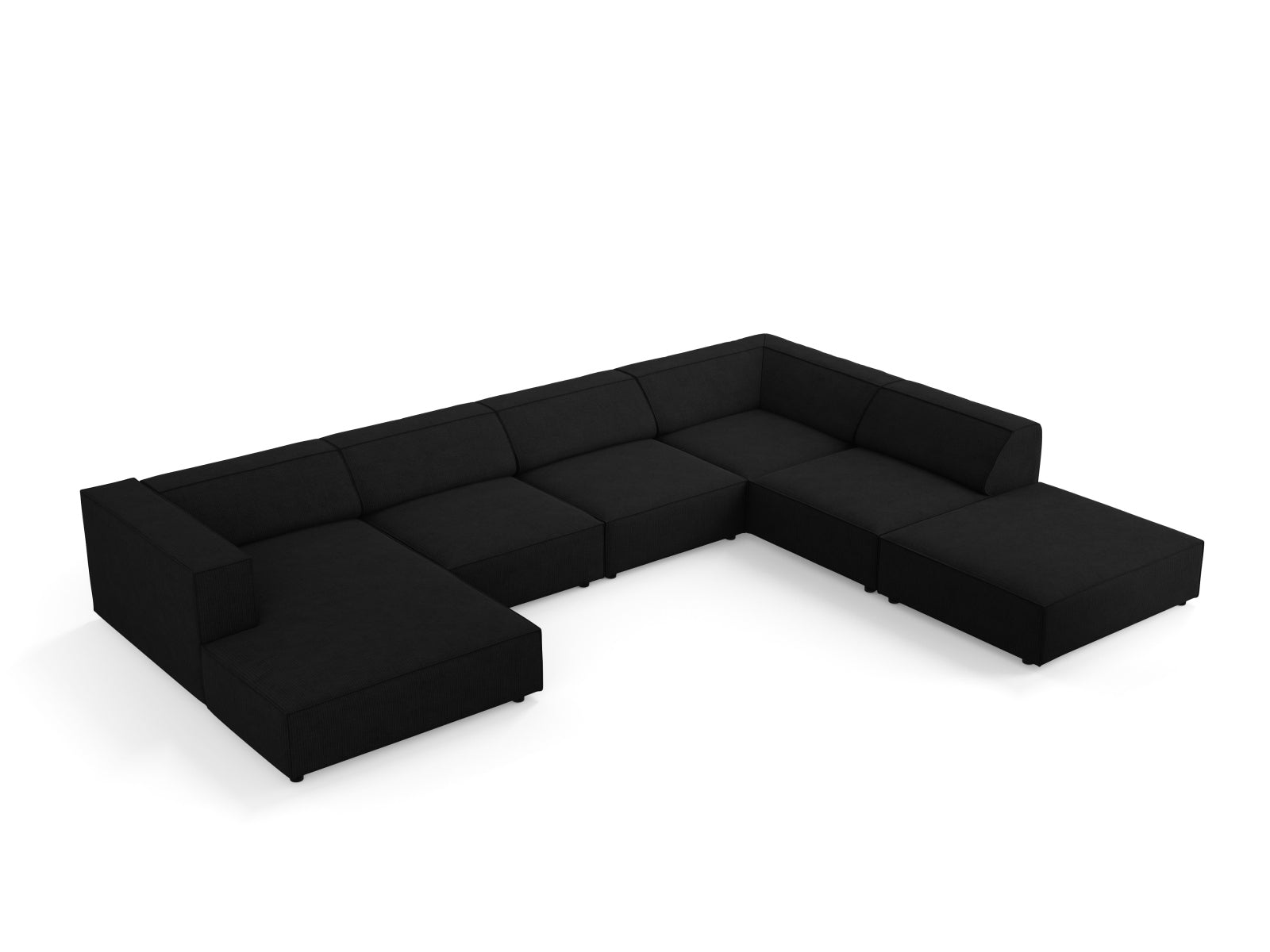 Arendal Panoramic Ecksofa rechts 7 Sitzer in Black präsentiert im Onlineshop von KAQTU Design AG. Ecksofa rechts ist von Cosmopolitan Design