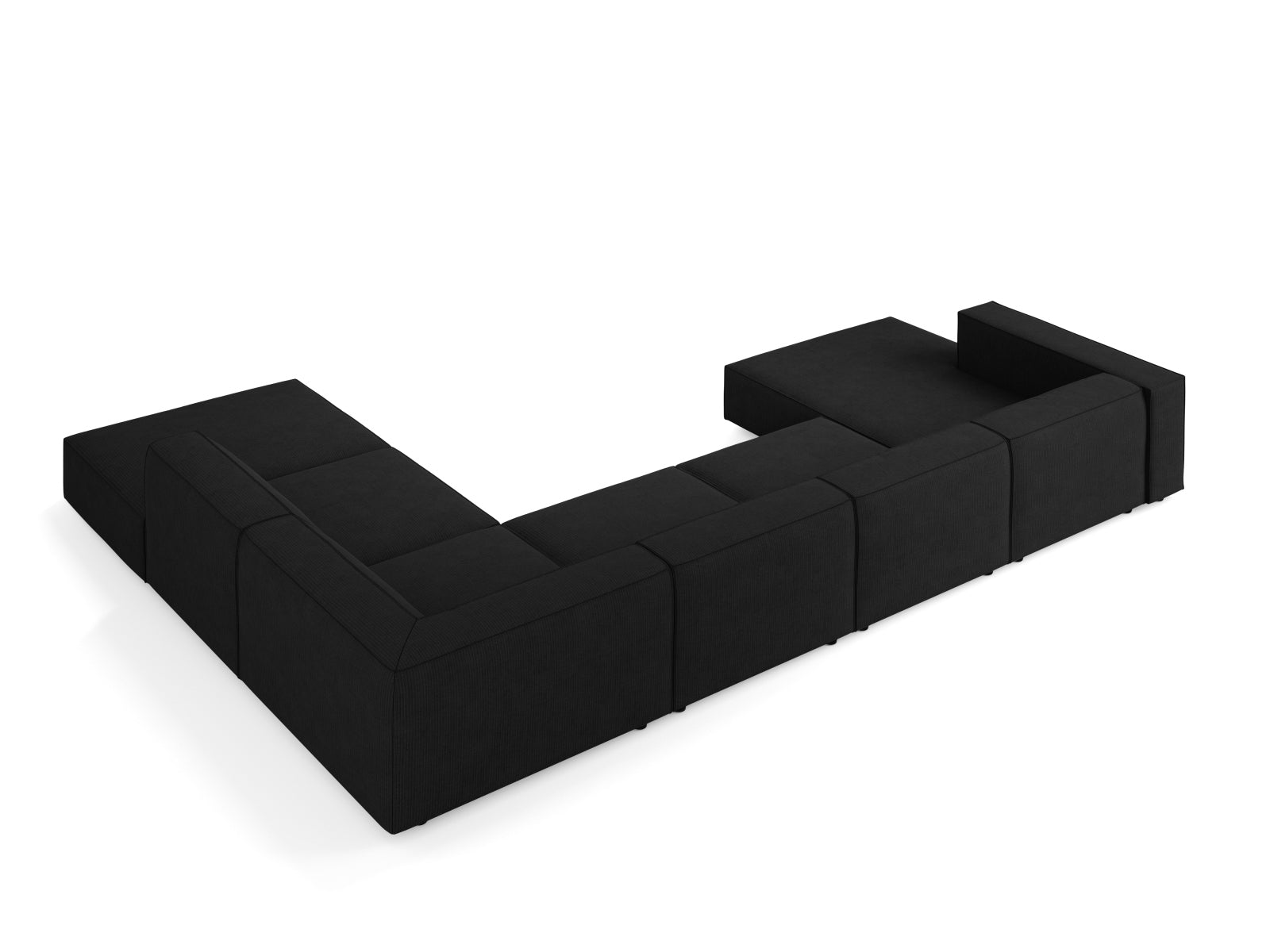 Arendal Panoramic Ecksofa rechts 7 Sitzer in Black präsentiert im Onlineshop von KAQTU Design AG. Ecksofa rechts ist von Cosmopolitan Design