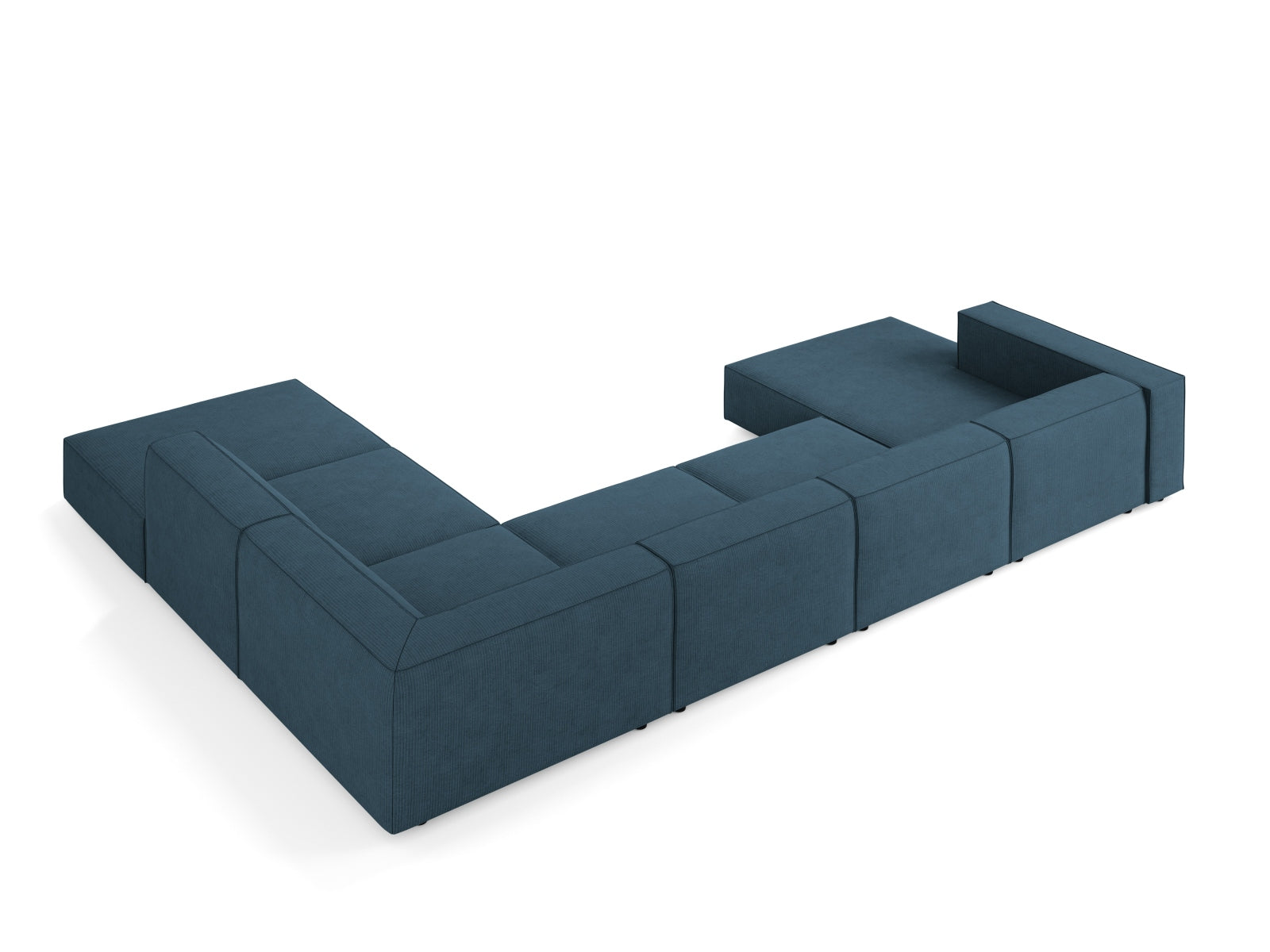 Arendal Panoramic Ecksofa rechts 7 Sitzer in Navy Blue präsentiert im Onlineshop von KAQTU Design AG. Ecksofa rechts ist von Cosmopolitan Design