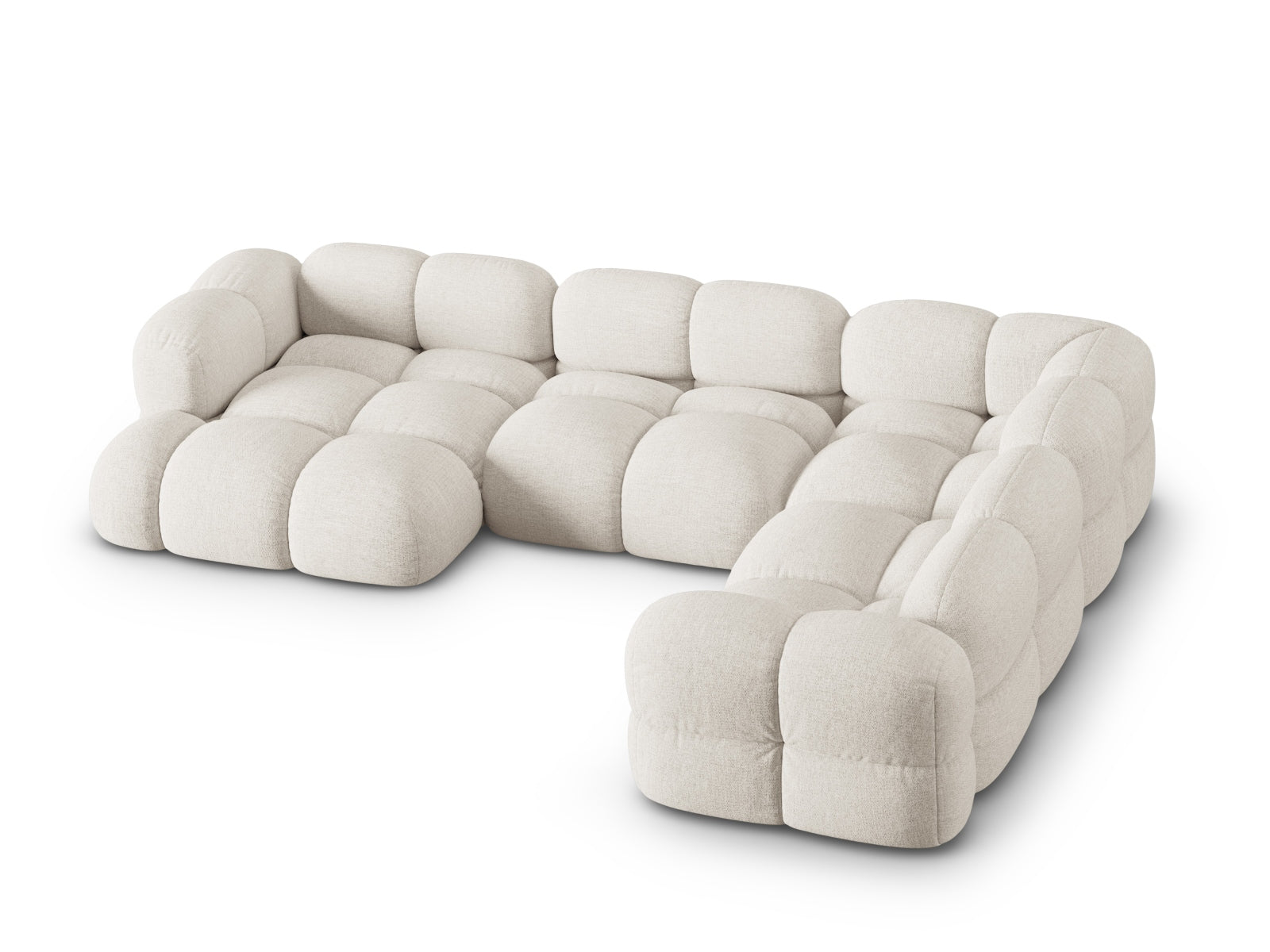 Beige Loretto Panoramic Ecksofa rechts, 5 Sitzer, 250cm, elegantes Möbelstück für stilvolle Wohnräume, perfekt für entspannte Stunden.
