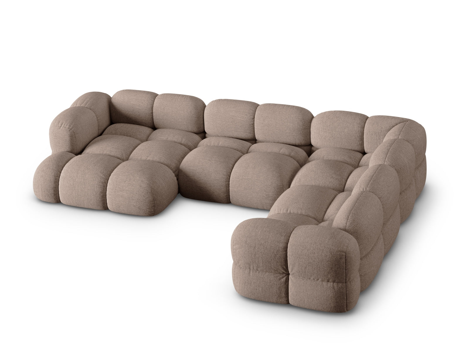 Modernes Loretto Panoramic Ecksofa in Cappuccino-Sorella, 5-Sitzer, perfekt für gemütliche und stilvolle Wohnbereiche.