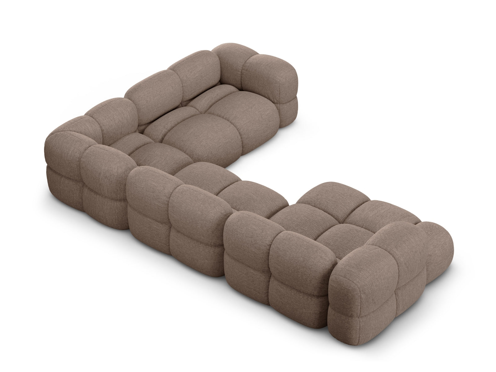 Elegantes Loretto Panoramic Ecksofa in Cappuccino-Sorella, 5-Sitzer, ideal für entspannte Stunden und stilvolle Einrichtung.