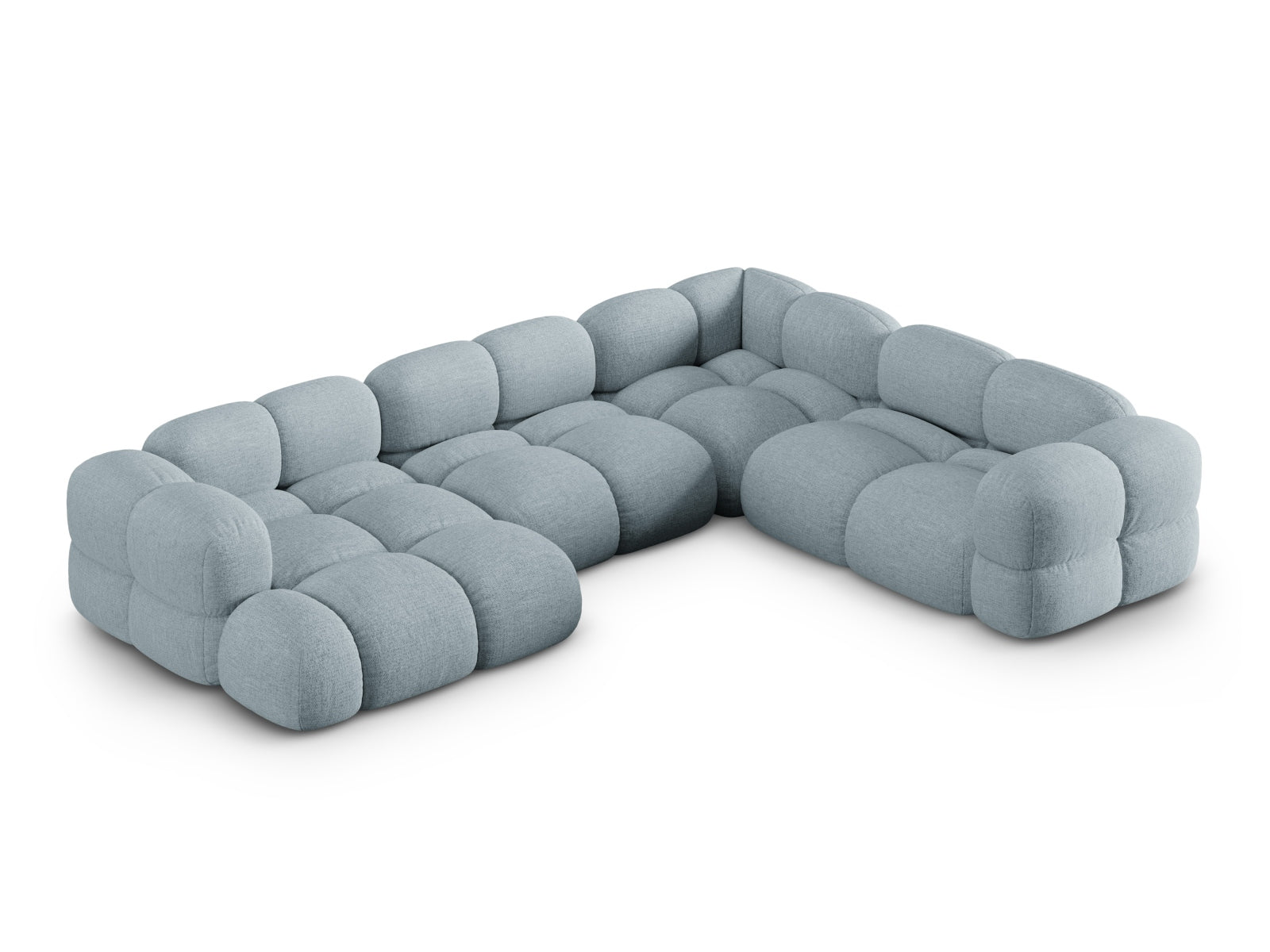 Loretto Panoramic Ecksofa rechts 5 Sitzer 250cm in Pastel Blue-Sorella präsentiert im Onlineshop von KAQTU Design AG. Ecksofa rechts ist von Cosmopolitan Design
