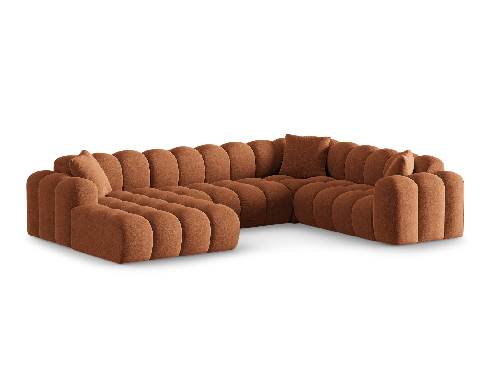 Elegantes 4-Sitzer Ecksofa rechts Panoramic Treno in Brick-Eden, stilvoll und modern, ideal für Ihr Wohnzimmer.
