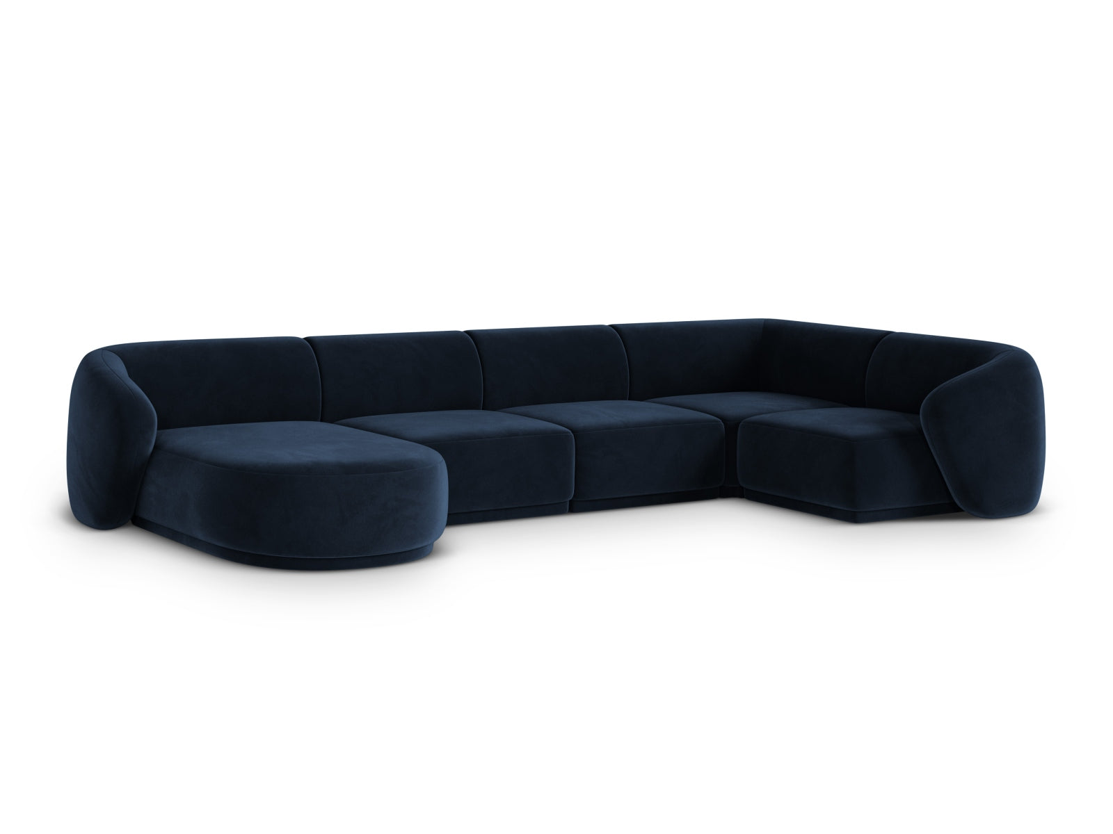 Elegantes 6-Sitzer Panoramic Ecksofa rechts Gomera in Royal Blue, ideal für stilvolle Wohnräume, präsentiert von Cosmopolitan Design.