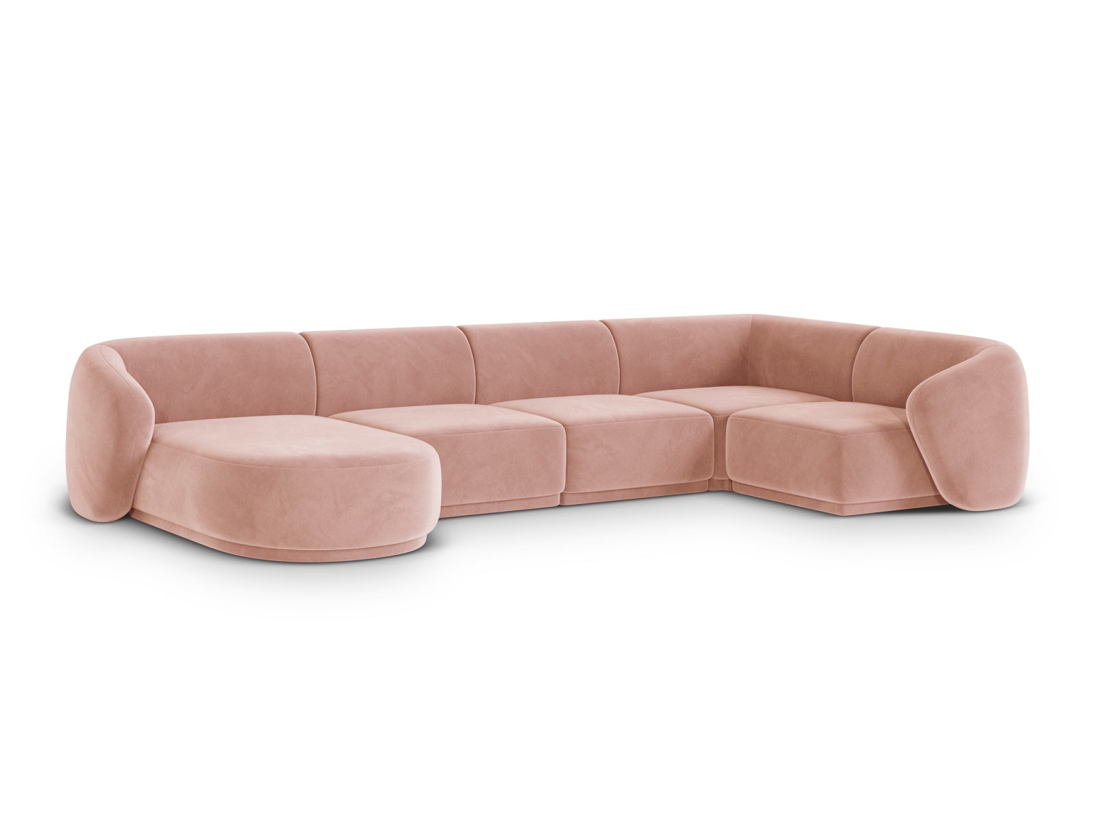 Elegantes 6-Sitzer Panoramic Ecksofa rechts Gomera in stilvollem Pink, ideal für moderne Wohnräume, präsentiert von Cosmopolitan Design.
