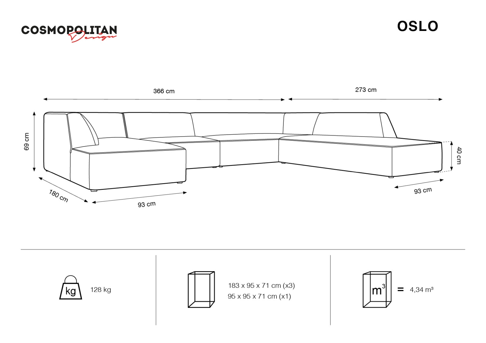 Oslo Velour Panoramic Ecksofa rechts 7 Sitzer in Beige präsentiert im Onlineshop von KAQTU Design AG. Ecksofa rechts ist von Cosmopolitan Design