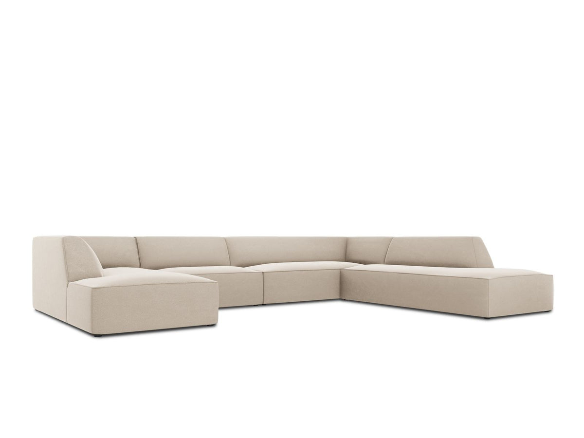 Panorama-Ecksofa rechts Siena mit Samtbezug in Bottle Green, Holzrahmen und schwarzen Kunststoffbeinen, 7 Sitzplätze, 273cm Tiefe.