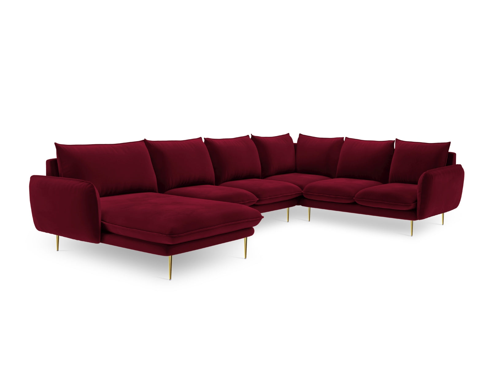 Entdecken Sie das elegante Vienna Velour Panoramic Ecksofa rechts – 7 Sitzer mit 235 cm von Cosmopolitan Design. Ideal für stilvolle Wohnräume!