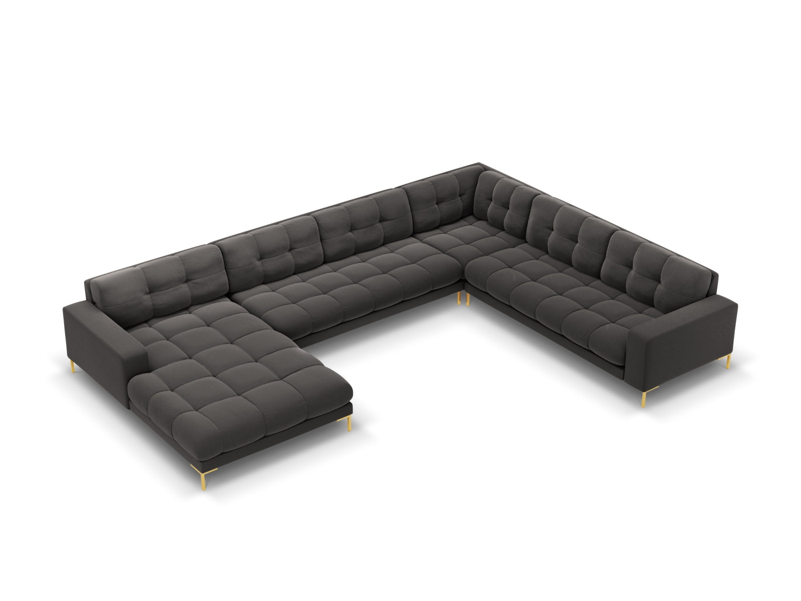 Modernes 7-Sitzer Panoramic Ecksofa Bali in Dunkelgrau, perfekt für gemütliche Abende und stilvolle Einrichtungsideen.