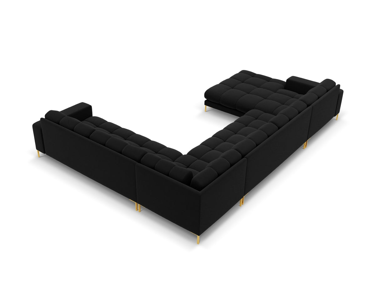7-Sitzer Panoramic Ecksofa rechts Bali in Black-Bluvel präsentiert im Onlineshop von KAQTU Design AG. Ecksofa rechts ist von Cosmopolitan Design