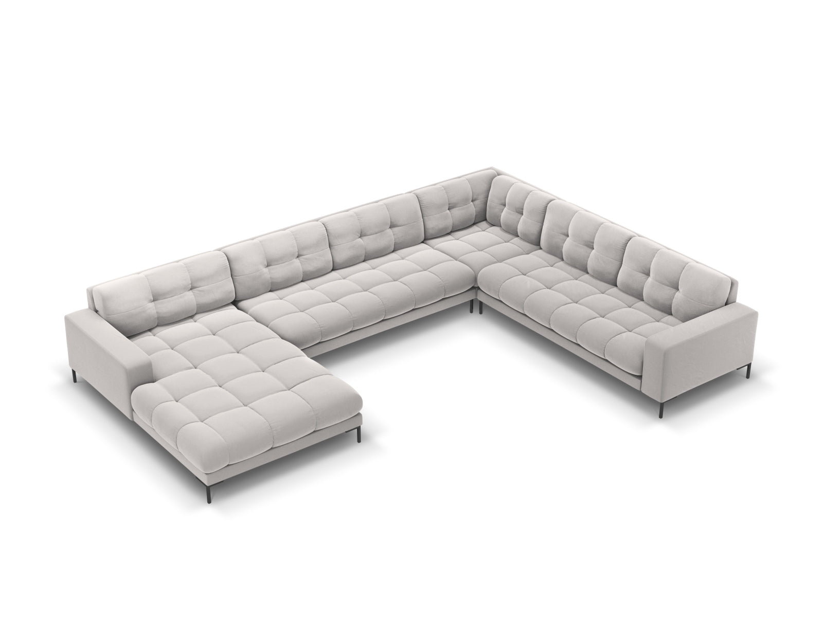 7-Sitzer Panoramic Ecksofa rechts Bali in Silver-Bluvel präsentiert im Onlineshop von KAQTU Design AG. Ecksofa rechts ist von Cosmopolitan Design