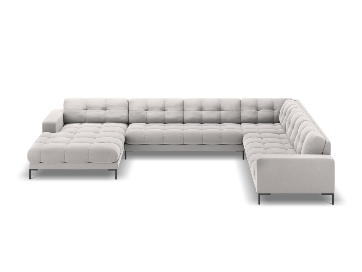 7-Sitzer Panoramic Ecksofa rechts Bali in Silver-Bluvel präsentiert im Onlineshop von KAQTU Design AG. Ecksofa rechts ist von Cosmopolitan Design