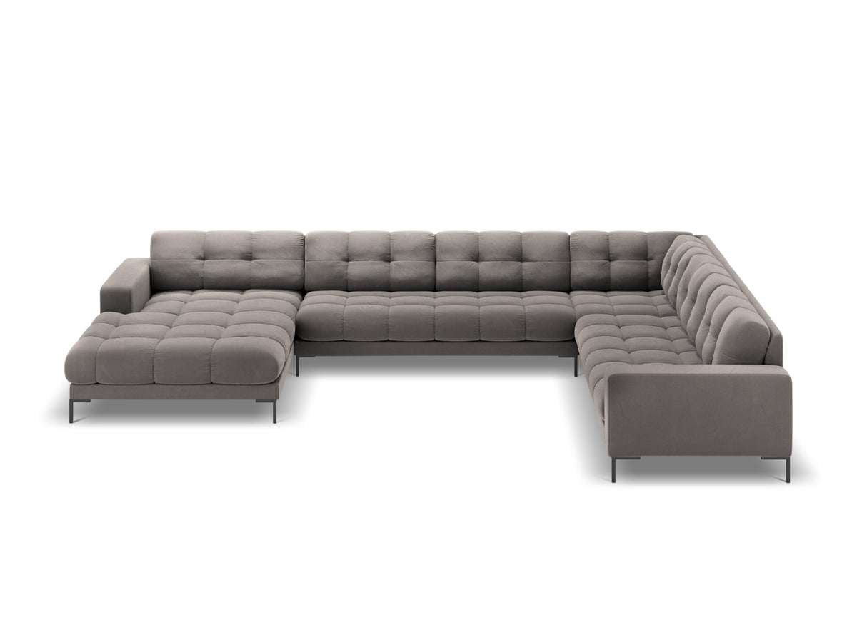 7-Sitzer Panoramic Ecksofa rechts Bali in Light Grey-Bluvel präsentiert im Onlineshop von KAQTU Design AG. Ecksofa rechts ist von Cosmopolitan Design