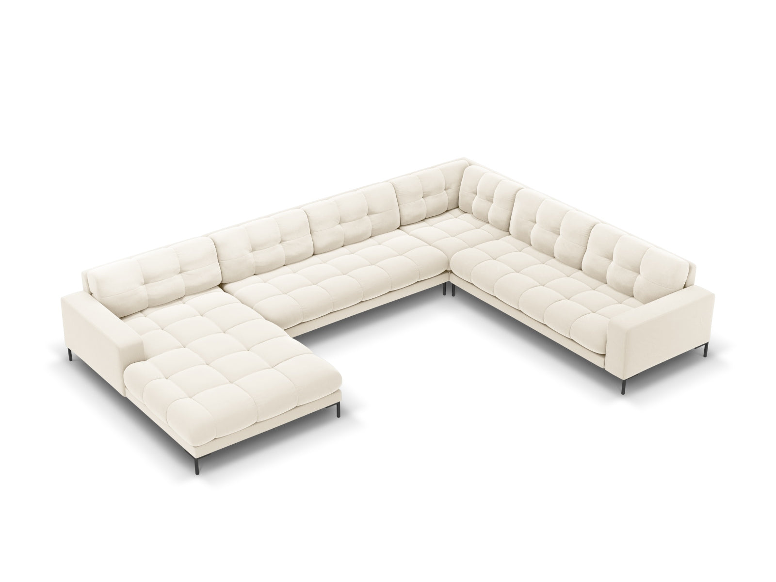 7-Sitzer Panoramic Ecksofa rechts Bali in Light Beige-Bluvel präsentiert im Onlineshop von KAQTU Design AG. Ecksofa rechts ist von Cosmopolitan Design