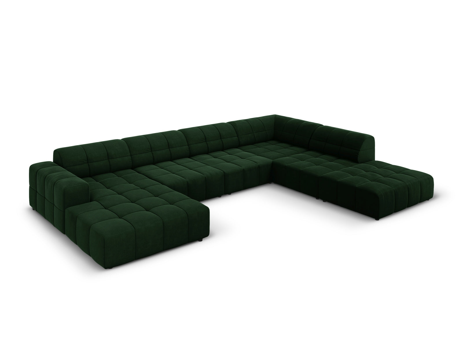 Chicago Velour Panoramic Ecksofa rechts 7 Sitzer 262cm in Bottle Green präsentiert im Onlineshop von KAQTU Design AG. Ecksofa rechts ist von Cosmopolitan Design