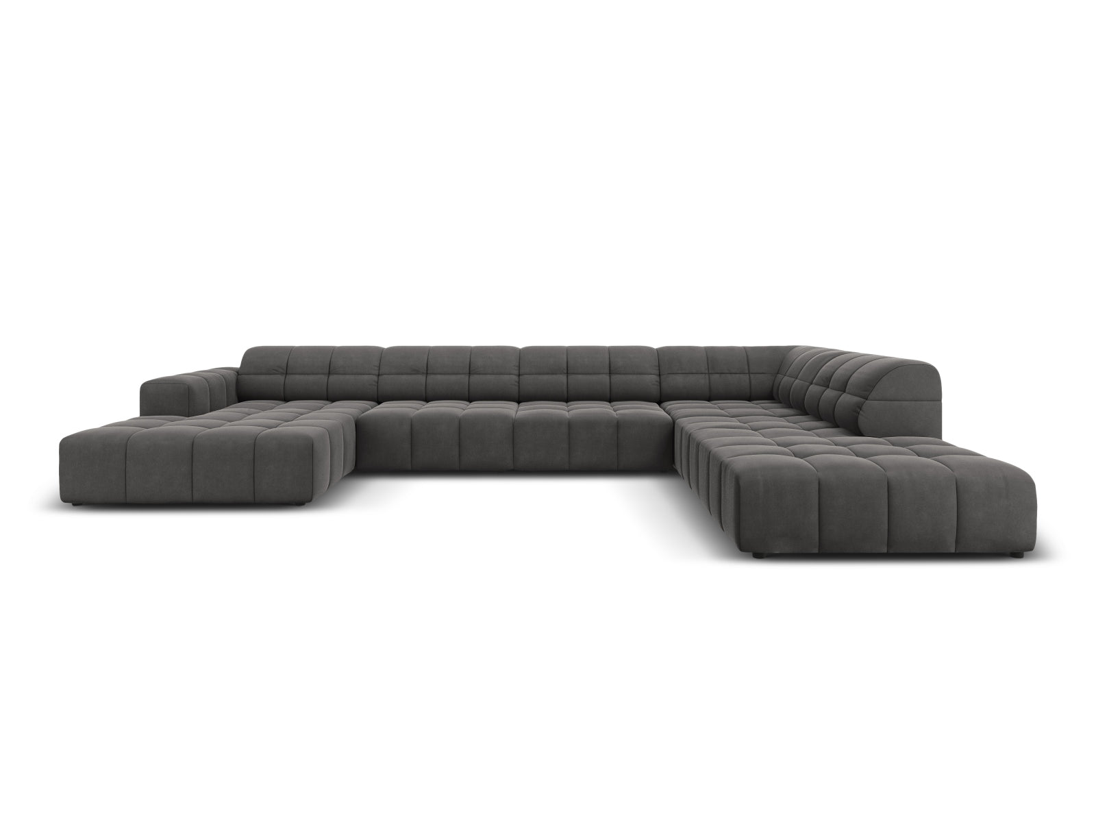 Chicago Velour Panoramic Ecksofa rechts 7 Sitzer 262cm in Grey-Bluvel präsentiert im Onlineshop von KAQTU Design AG. Ecksofa rechts ist von Cosmopolitan Design