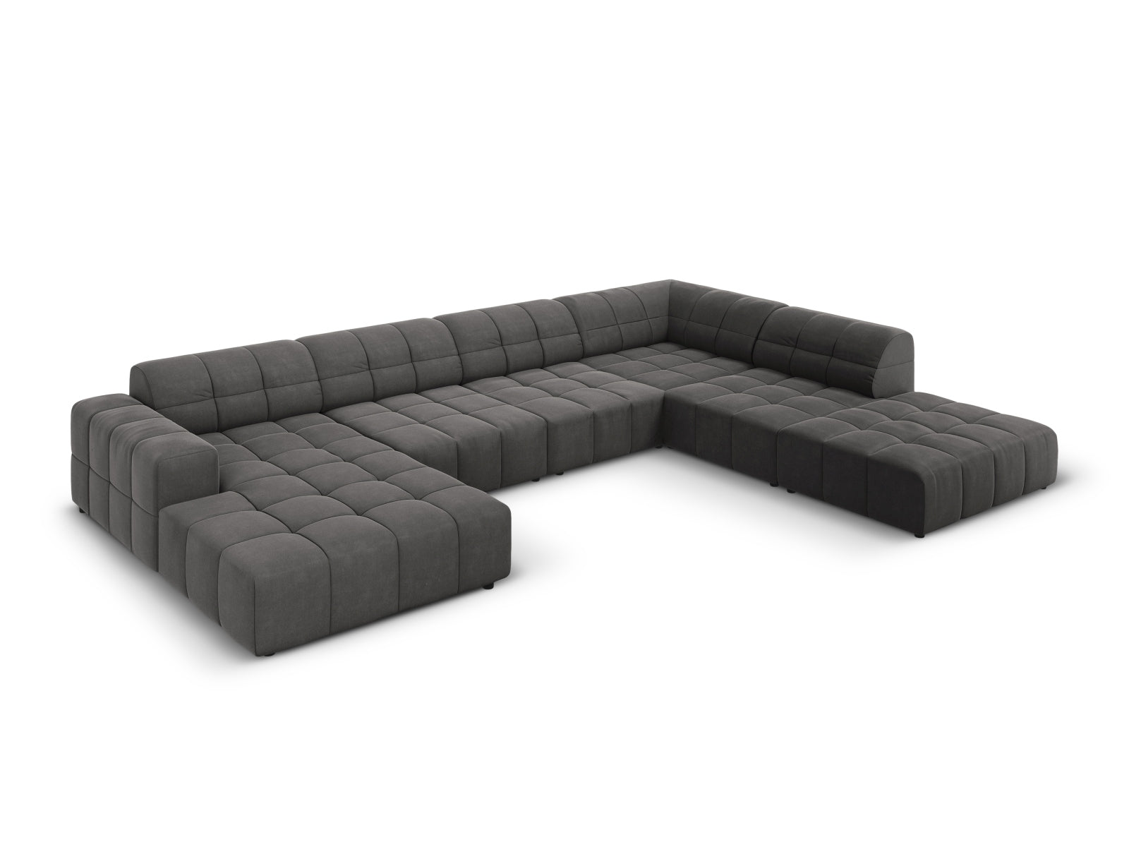 Chicago Velour Panoramic Ecksofa rechts 7 Sitzer 262cm in Grey präsentiert im Onlineshop von KAQTU Design AG. Ecksofa rechts ist von Cosmopolitan Design
