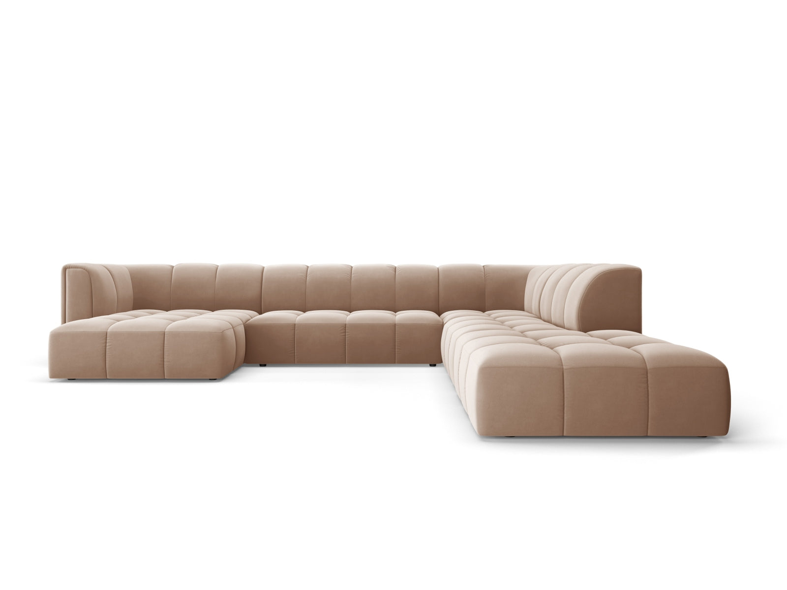 7-Sitzer Modular Ecksofa Panoramic rechts Moritz in Beige-Bluvel präsentiert im Onlineshop von KAQTU Design AG. Ecksofa rechts ist von Cosmopolitan Design