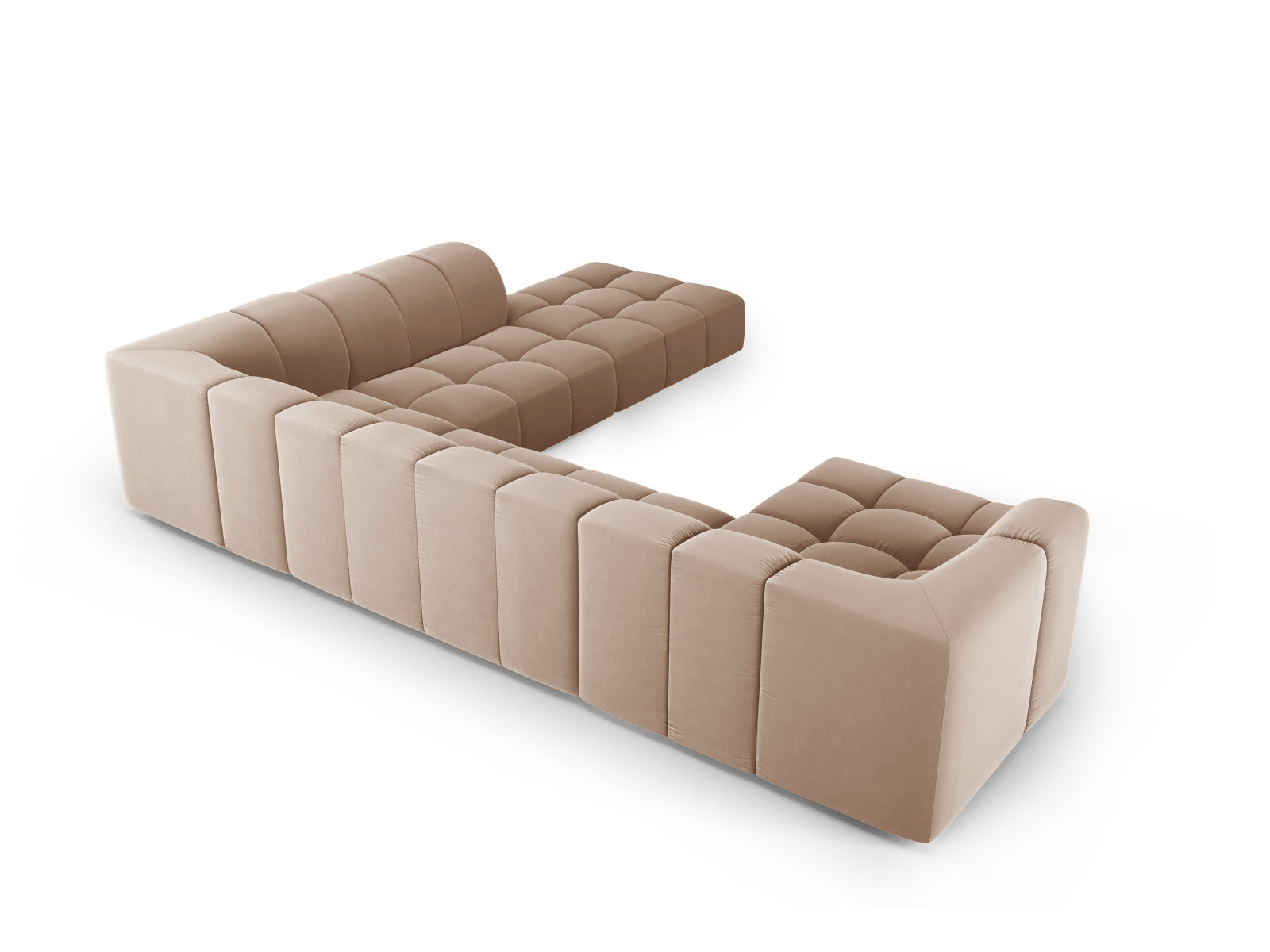 Beige 7-Sitzer Ecksofa Panoramic Moritz von Cosmopolitan Design, elegantes und komfortables Sofa für gesellige Abende im Wohnzimmer.