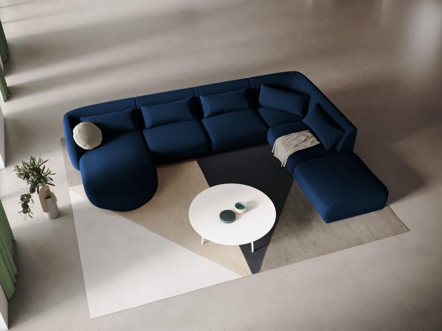 Tulum Velour Panoramic Ecksofa rechts 6 Sitzer 255cm in Royal Blue präsentiert im Onlineshop von KAQTU Design AG. Ecksofa rechts ist von Cosmopolitan Design