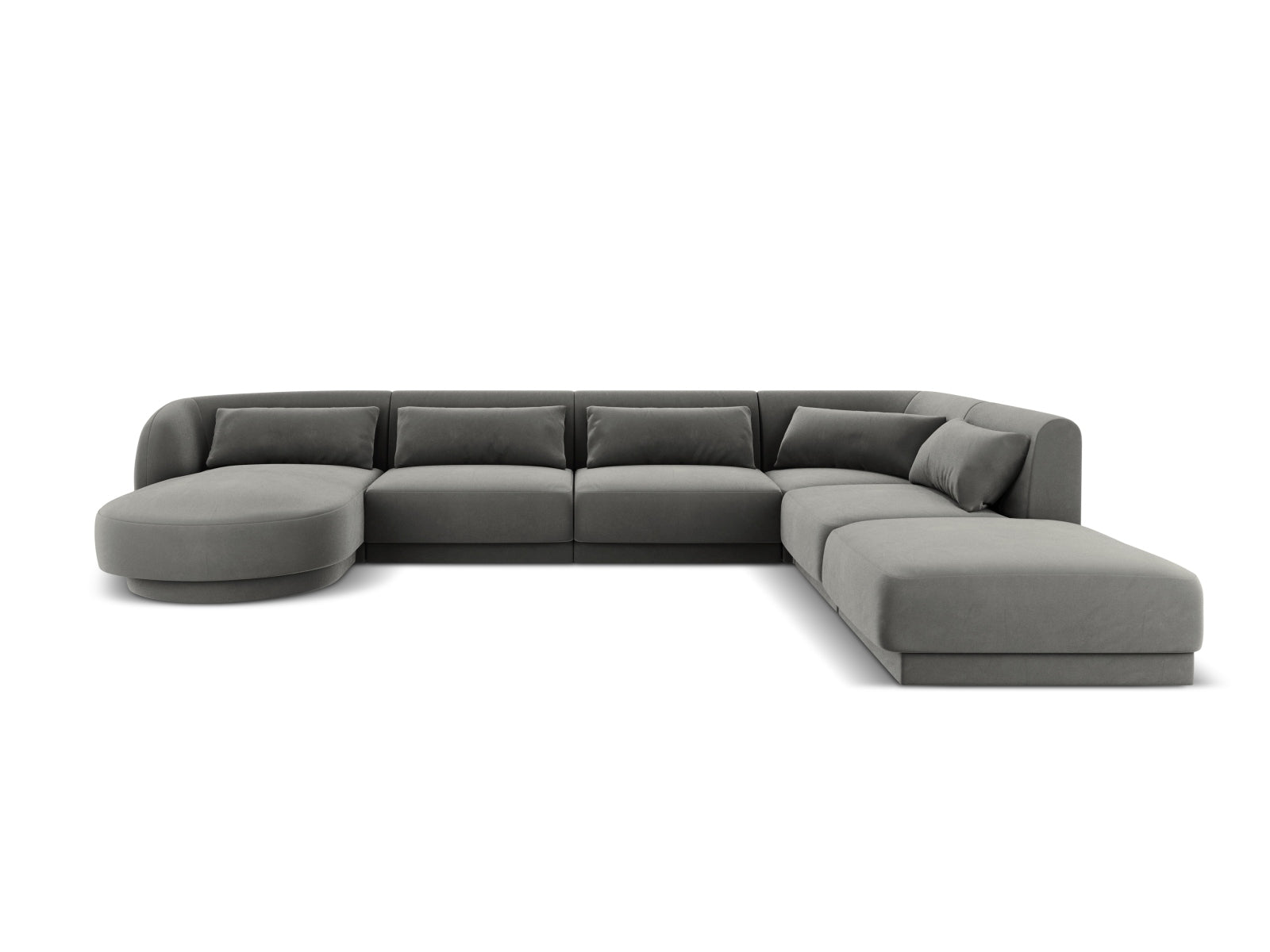 Tulum Velour Panoramic Ecksofa rechts 6 Sitzer 255cm in Light Grey-Bluvel präsentiert im Onlineshop von KAQTU Design AG. Ecksofa rechts ist von Cosmopolitan Design