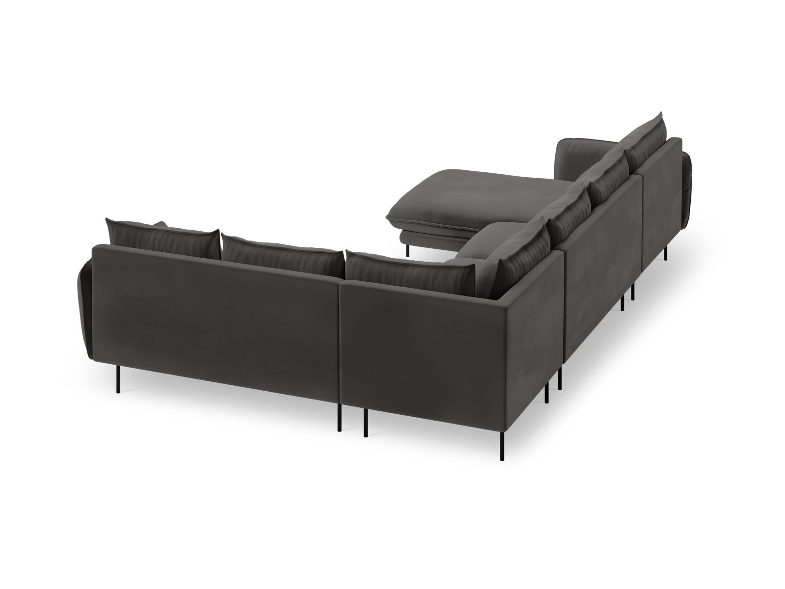 Vienna Velour Panoramic Ecksofa rechts 7 Sitzer 235cm in Dark Grey/Schwarz-Bluvel präsentiert im Onlineshop von KAQTU Design AG. Ecksofa rechts ist von Cosmopolitan Design