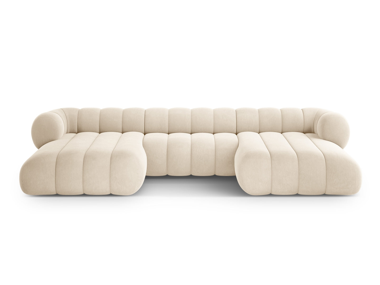 Koge Velour Panoramic Sofa 6 Sitzer 165cm in Light Beige-Vogue präsentiert im Onlineshop von KAQTU Design AG. 3er Sofa ist von Cosmopolitan Design