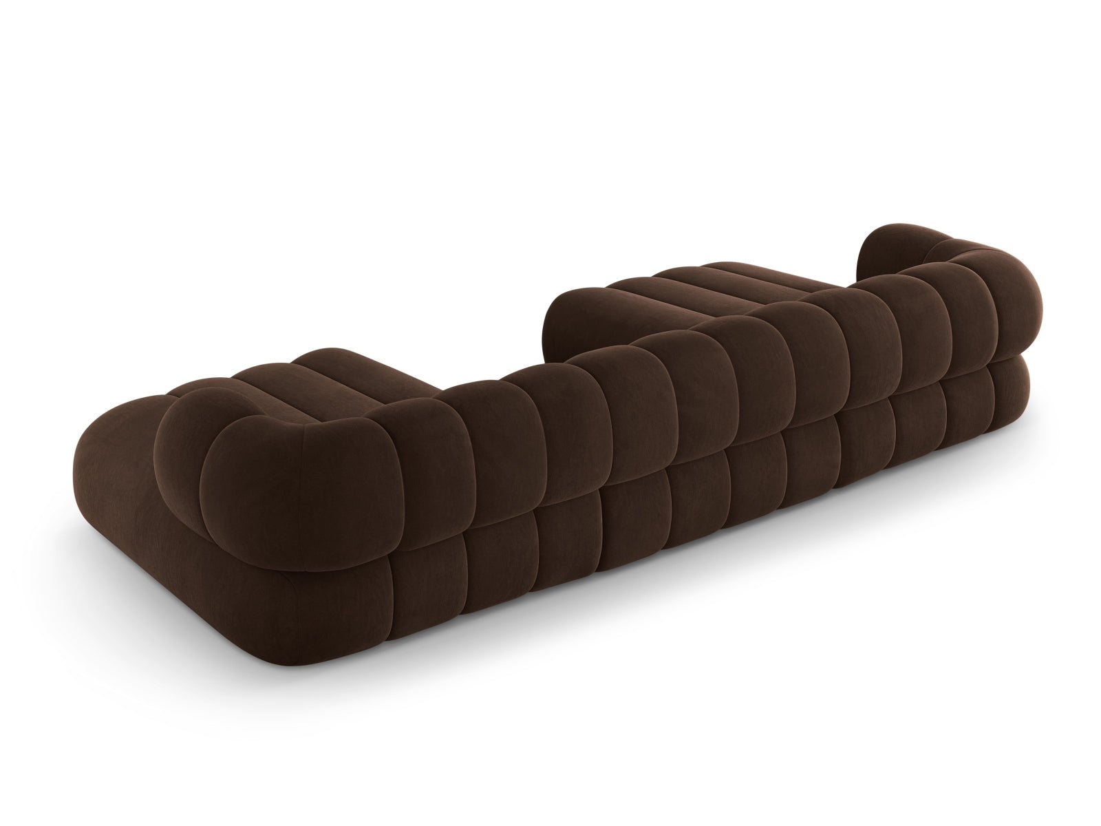 Elegantes Koge Velour Panoramic Sofa in luxuriösem Chocolate-Vogue, ideal für gesellige Runden und stilvolle Einrichtung.