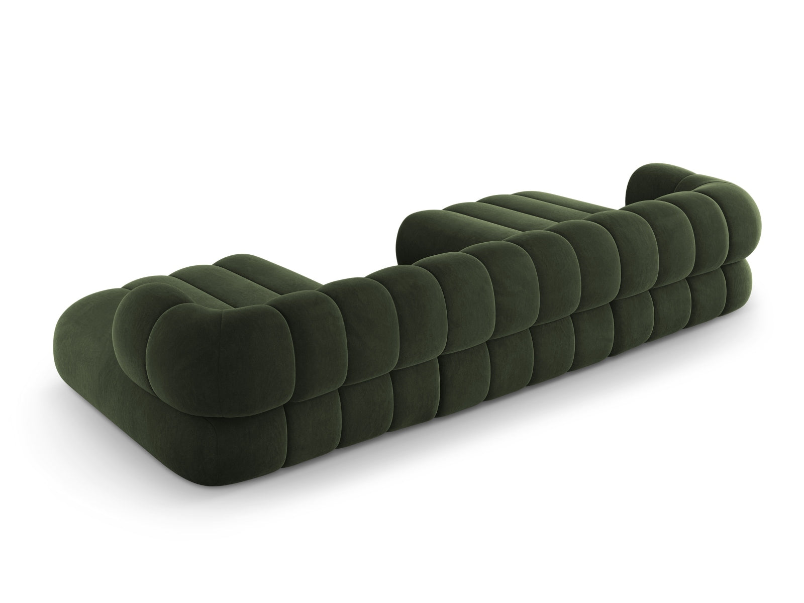 Elegantes Koge Velour Panoramic Sofa in luxuriösem Grün, großzügiges 6-Sitzer Design von Cosmopolitan für stilvolle Wohnräume.