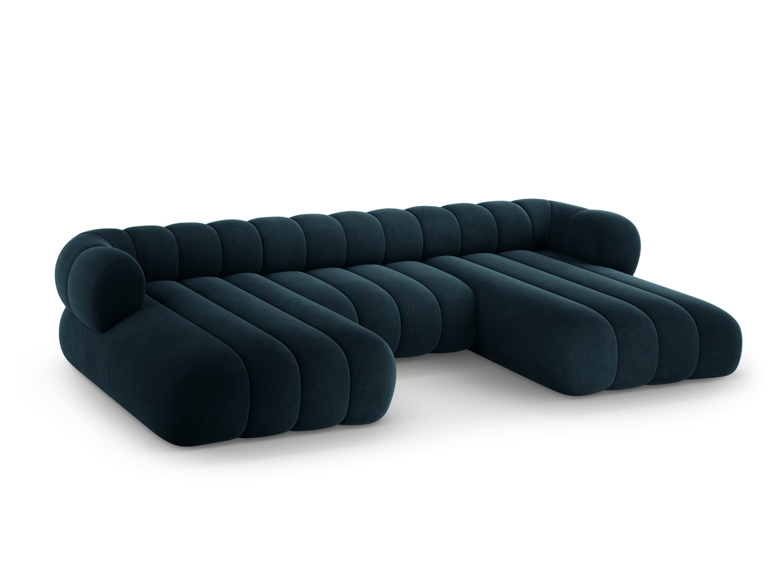 Geräumiges Koge Velour Panoramic Sofa in edlem Petrol, perfekt für gesellige Abende und stilvolle Wohnräume.