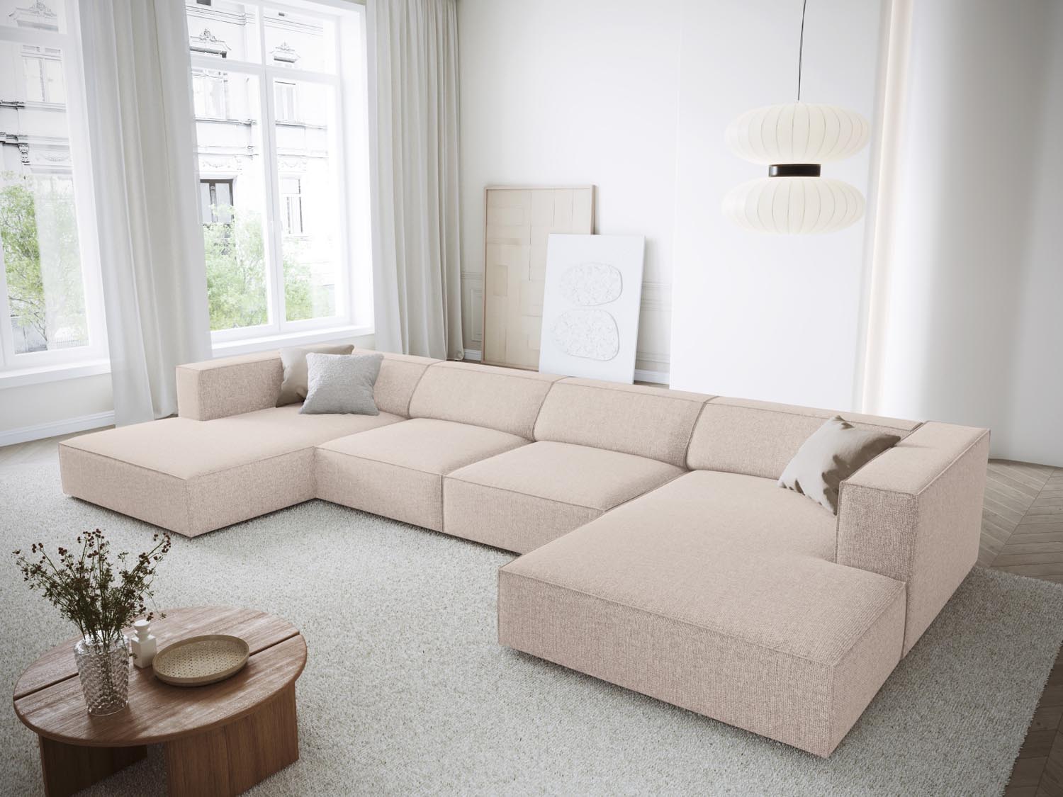 Arendal Panoramic Sofa 6 Sitzer in Beige präsentiert im Onlineshop von KAQTU Design AG. 5er Sofa ist von Cosmopolitan Design