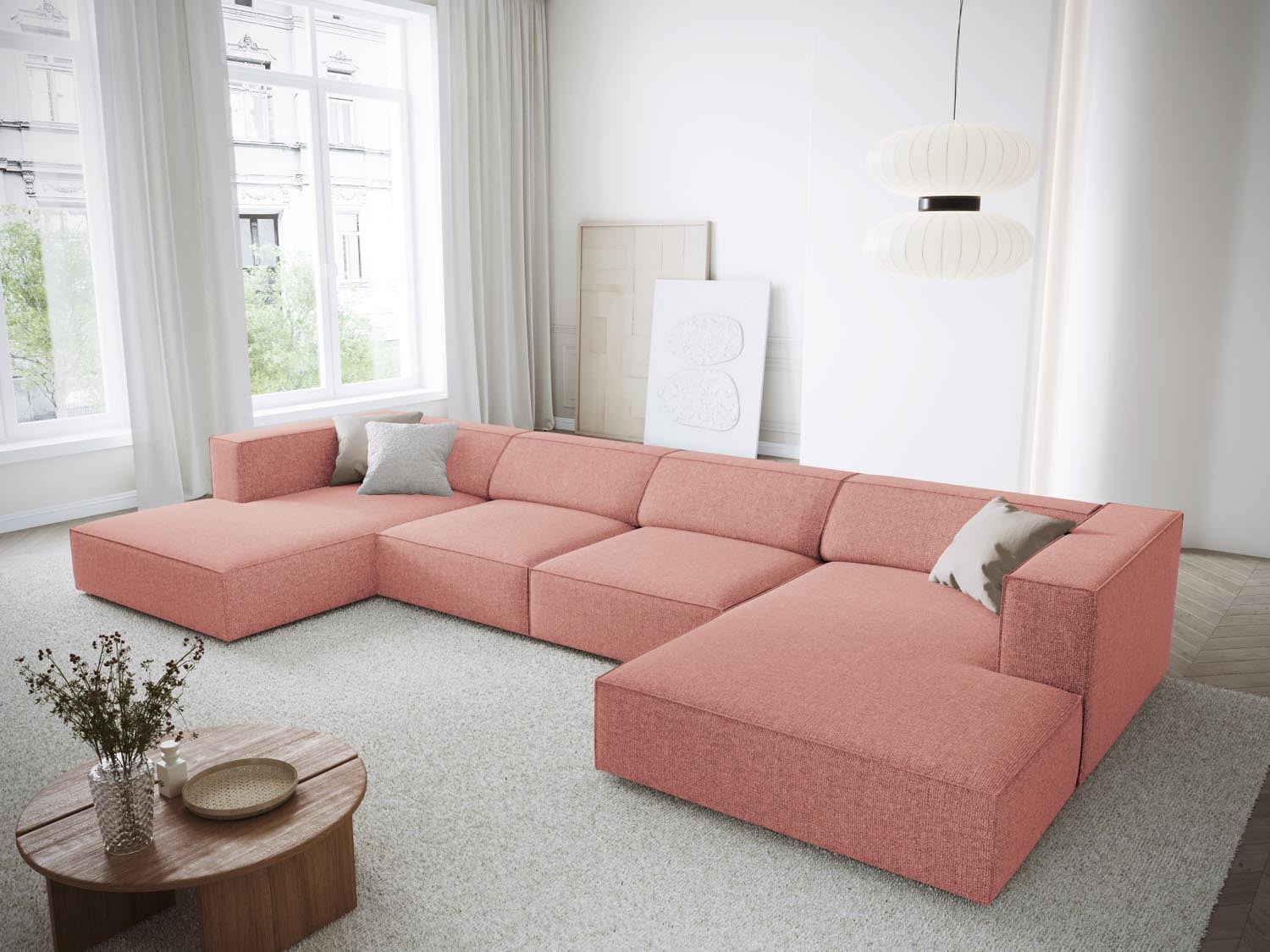 Arendal Panoramic Sofa 6 Sitzer in Pink präsentiert im Onlineshop von KAQTU Design AG. 5er Sofa ist von Cosmopolitan Design