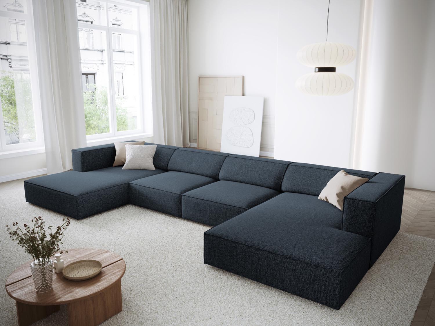 Arendal Panoramic Sofa 6 Sitzer in Royal Blue präsentiert im Onlineshop von KAQTU Design AG. 5er Sofa ist von Cosmopolitan Design