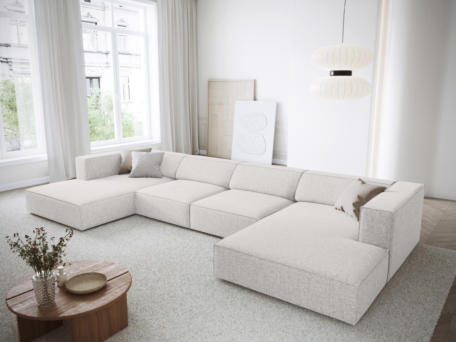Arendal Panoramic Sofa 6 Sitzer in Light Grey präsentiert im Onlineshop von KAQTU Design AG. 5er Sofa ist von Cosmopolitan Design