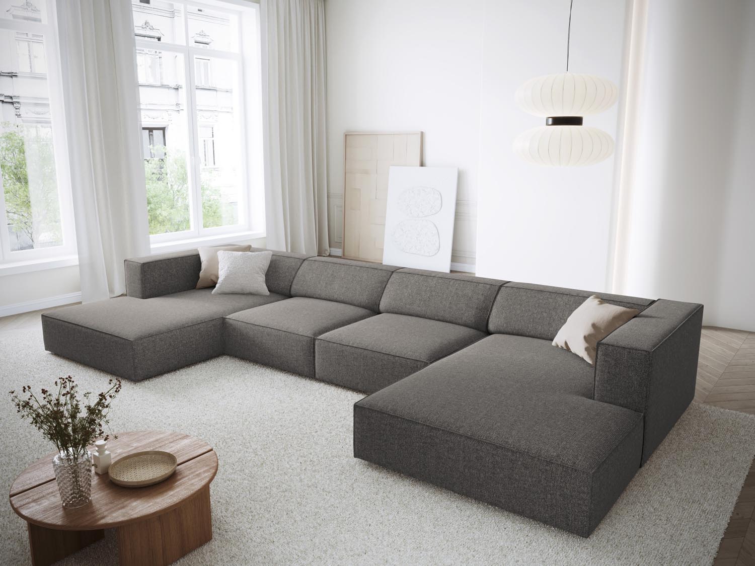 Arendal Panoramic Sofa 6 Sitzer in Grey präsentiert im Onlineshop von KAQTU Design AG. 5er Sofa ist von Cosmopolitan Design